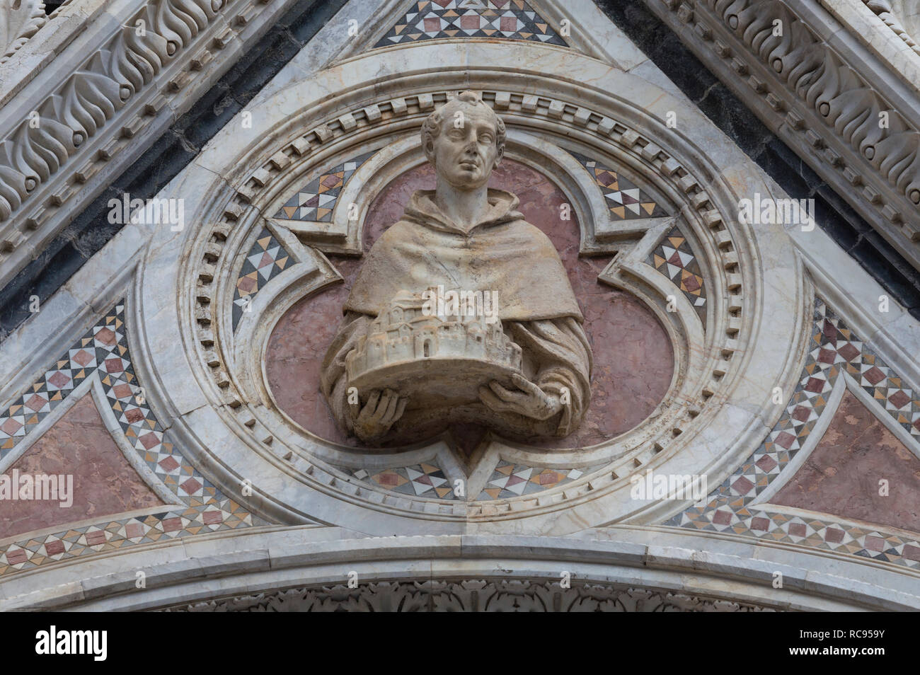 Duomo di Siena facciata dettaglio, Toscana, Italia Foto Stock