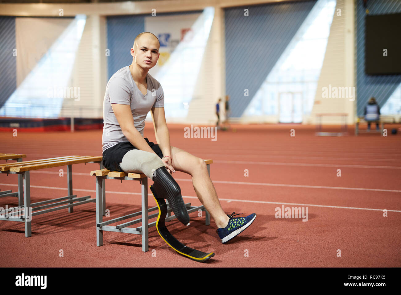 Sportivo a Stadium Foto Stock