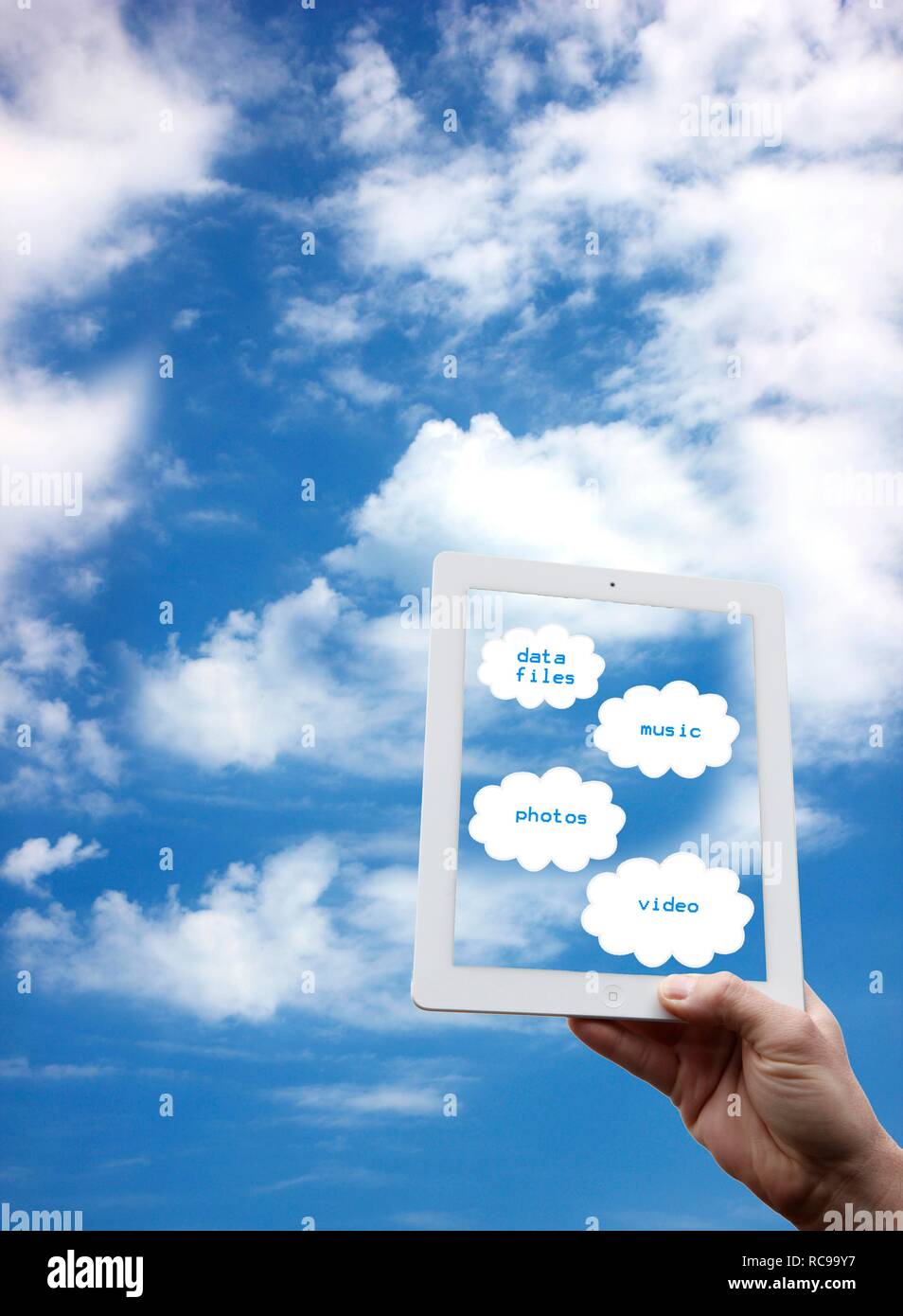 IPad, nuvole, cielo, immagine simbolica per il cloud computing Foto Stock