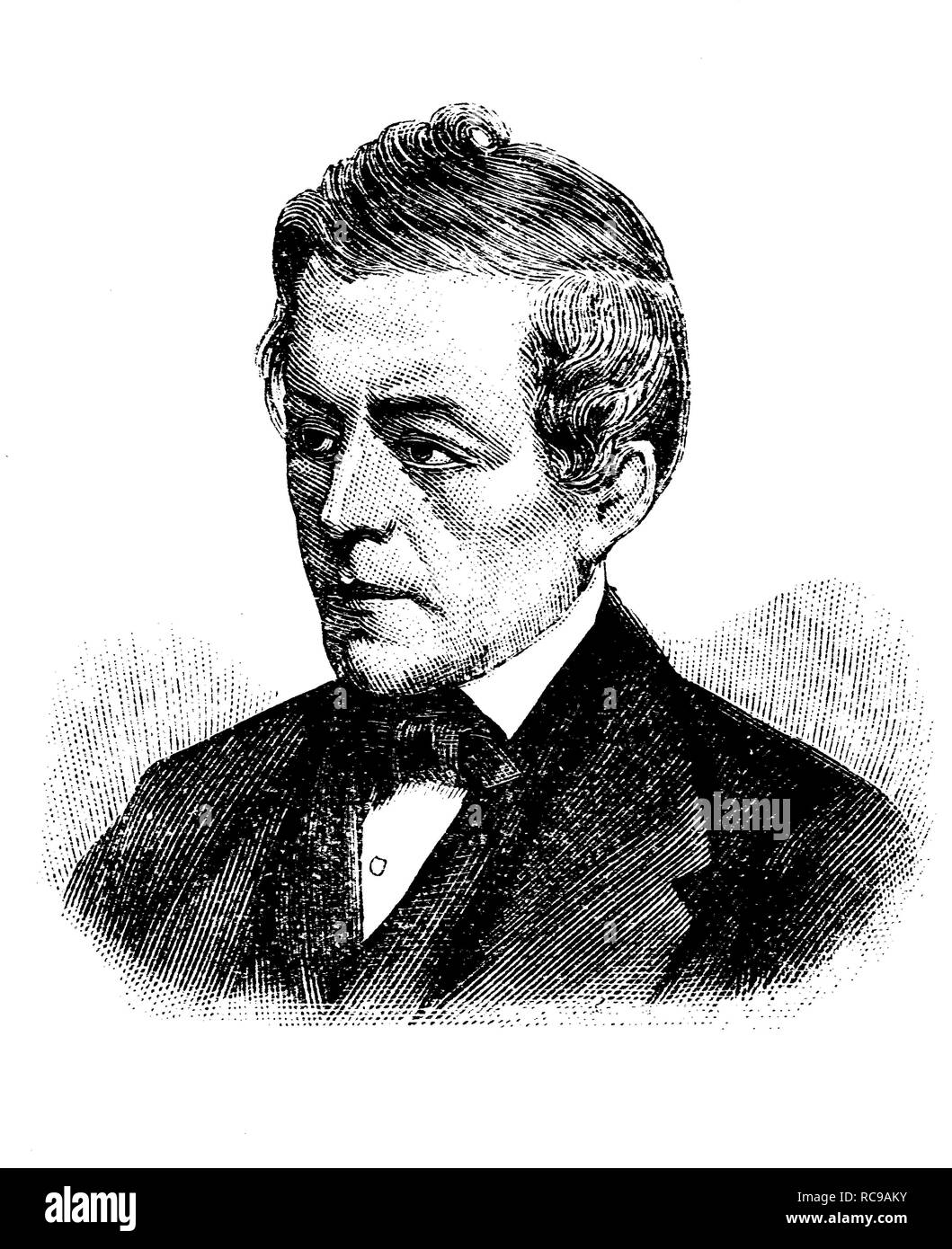 David Friedrich Strauss, 1808-1874, scrittore tedesco, filosofo e teologo, storico xilografia, c. 1880 Foto Stock