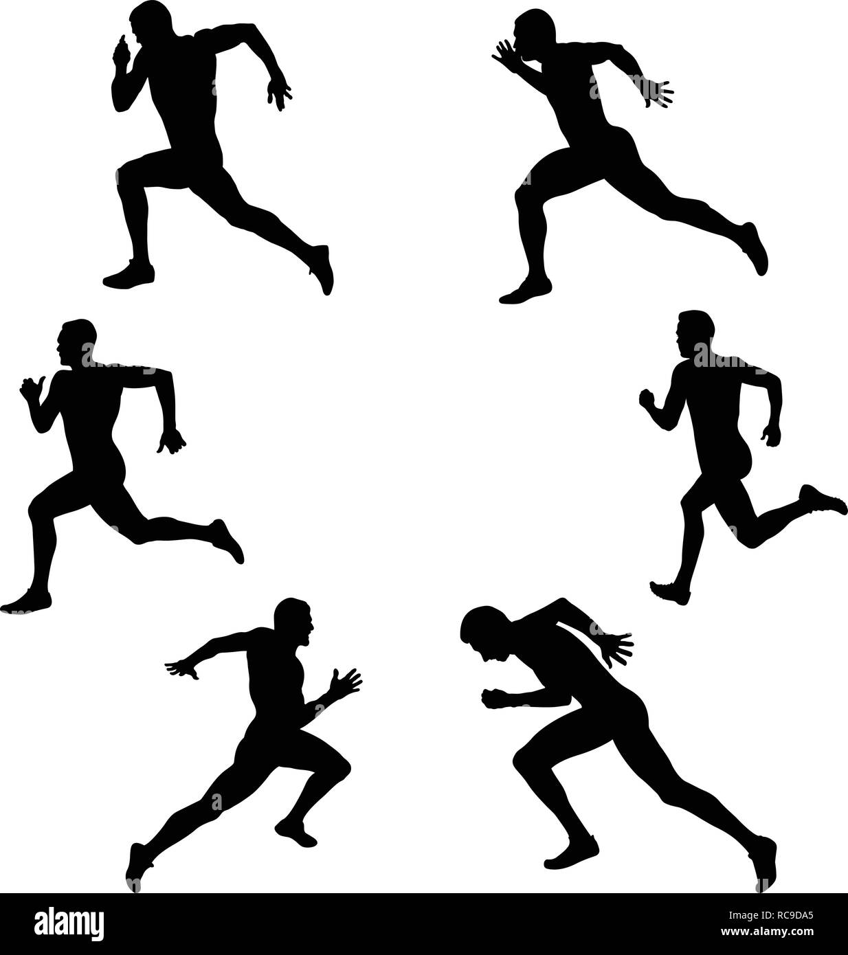 Gruppo set di atletica sportiva uomo runner sprinter Illustrazione Vettoriale