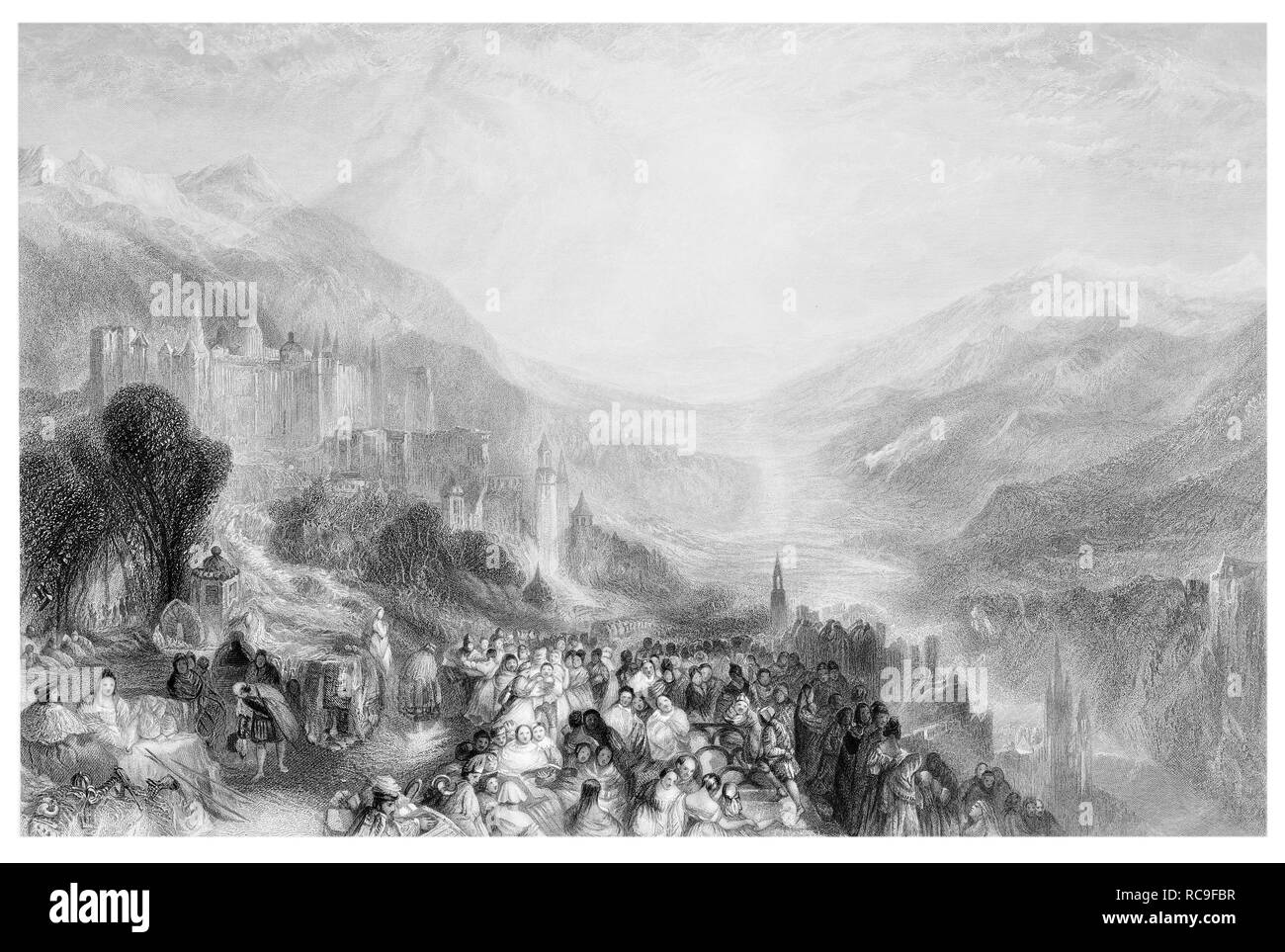 J.M.W Turner Heidelberg incisi da T. A. Prima Foto Stock