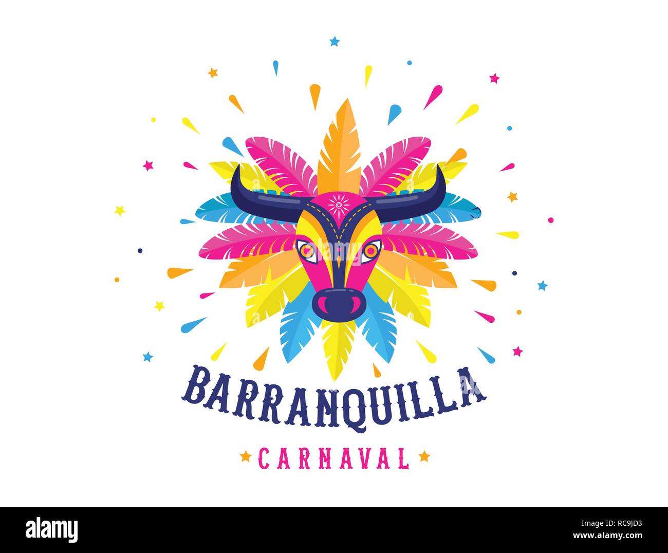 Carnaval de Barranquilla, colombiana festa di carnevale. Illustrazione Vettoriale, poster e volantini Illustrazione Vettoriale