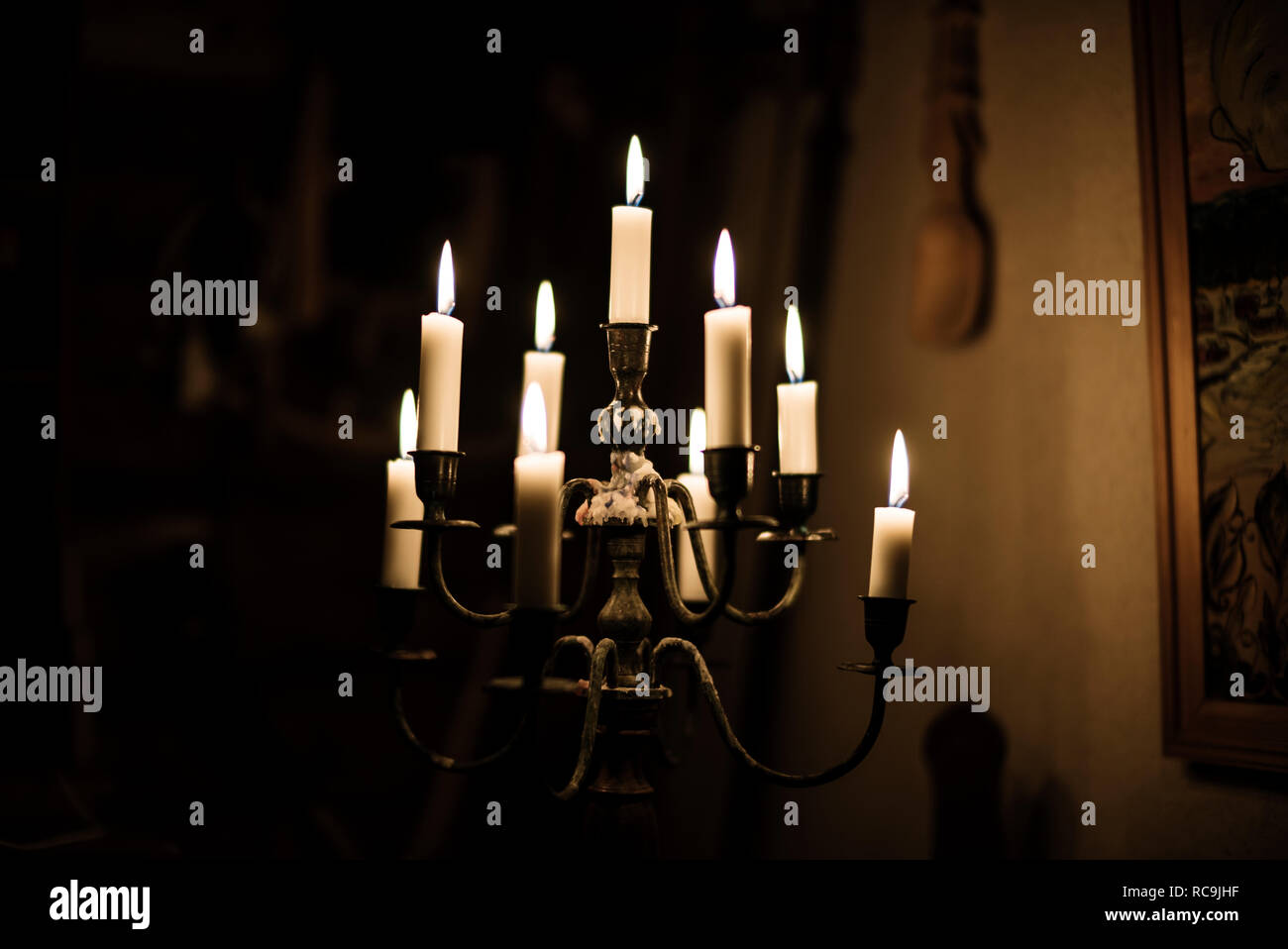 Candele in candelabri Foto Stock