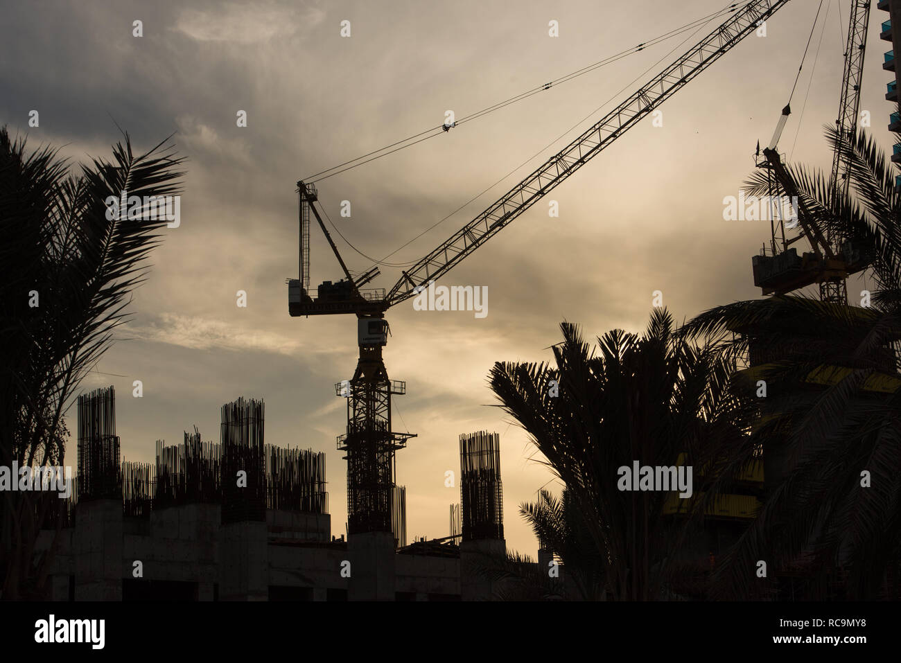 Sito in costruzione Silhouette Foto Stock