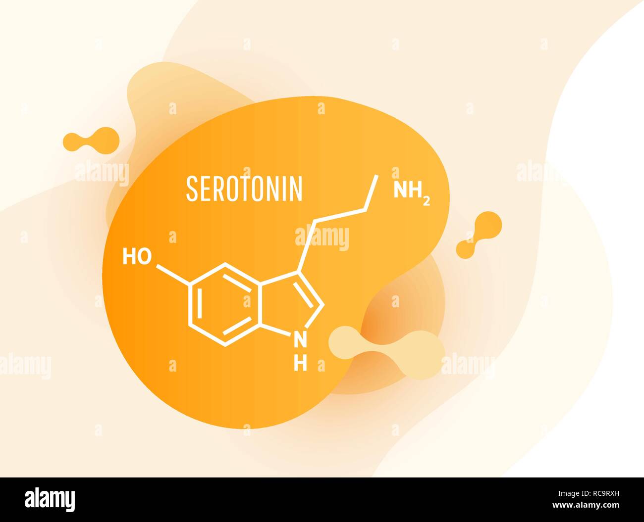 Ormone serotonina strutturali di formula chimica su onda sfondo liquido.  Icona del vettore Immagine e Vettoriale - Alamy