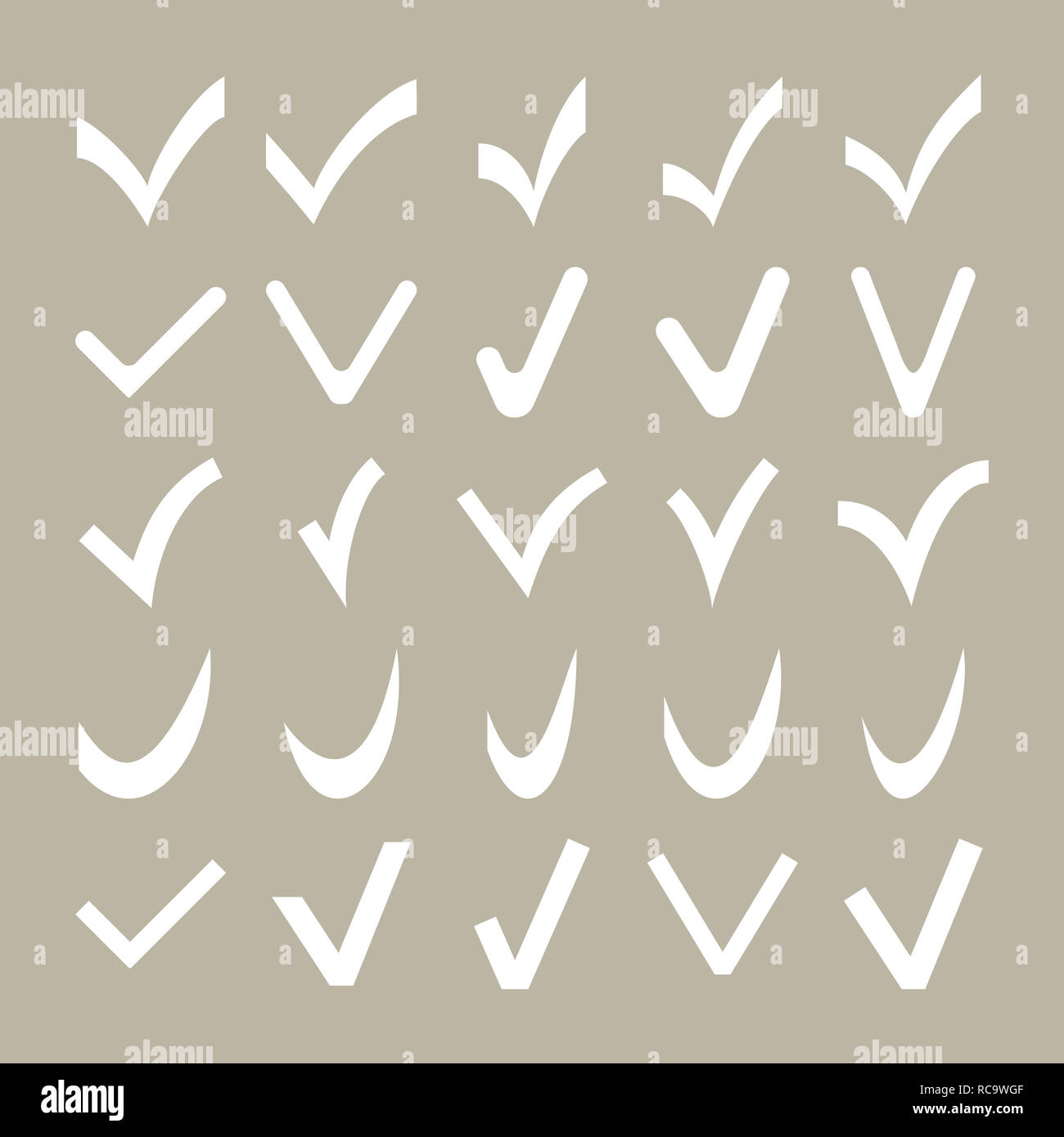 Insieme di diversi segni di spunta Foto Stock