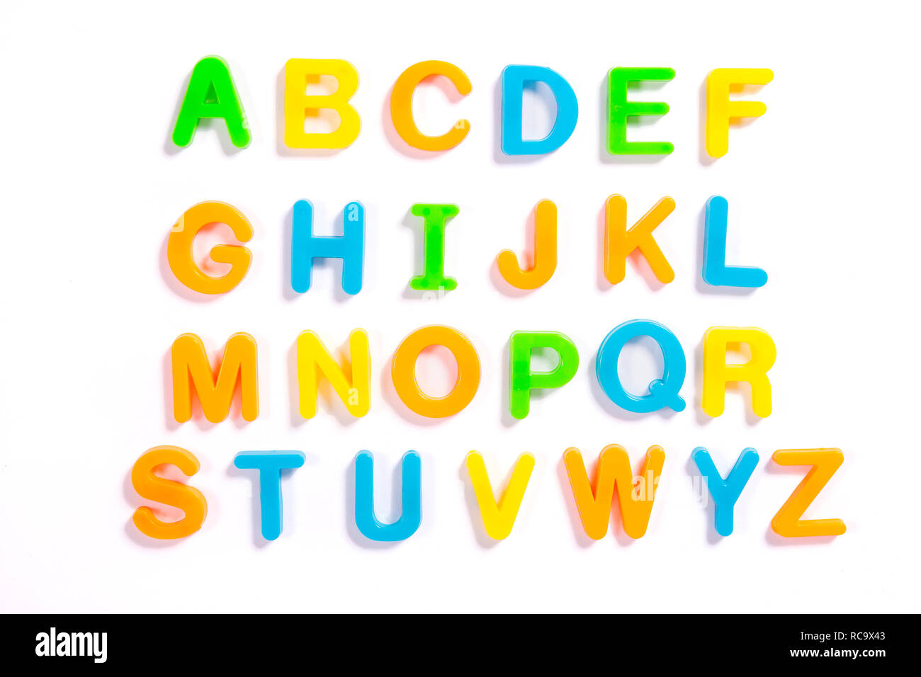 Lettere colorate in ordine alfabetico Foto Stock