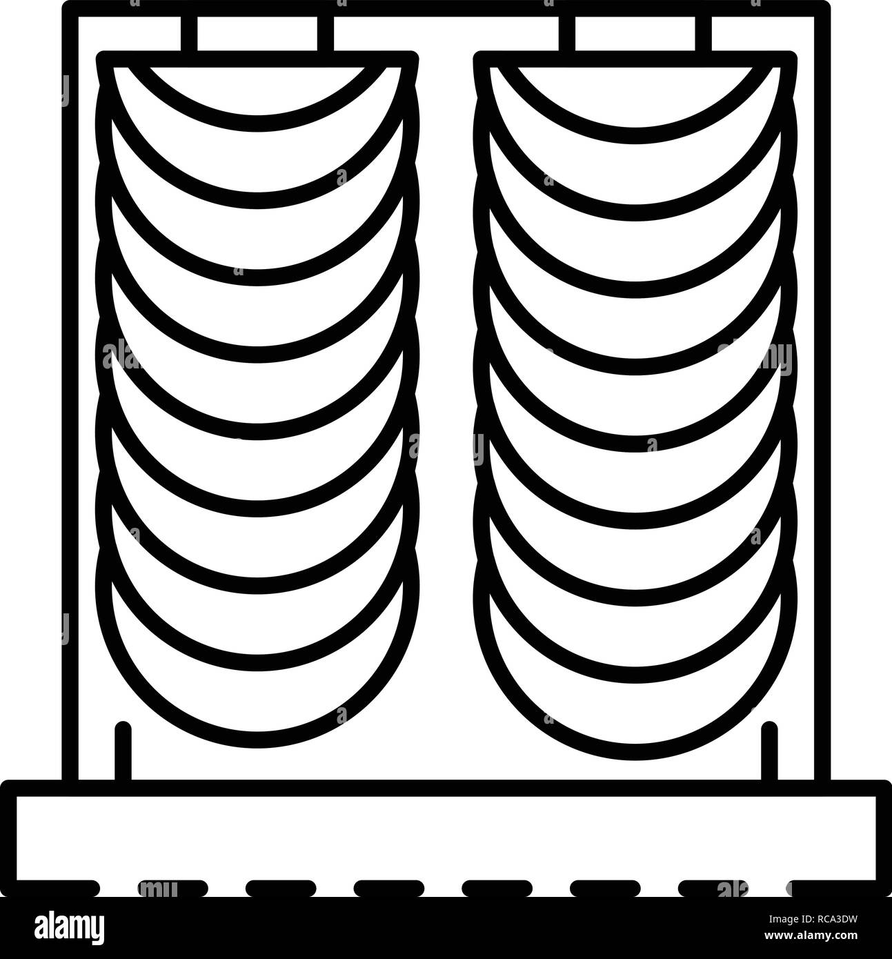 La tenda in velluto, l'icona di stile di contorno Illustrazione Vettoriale