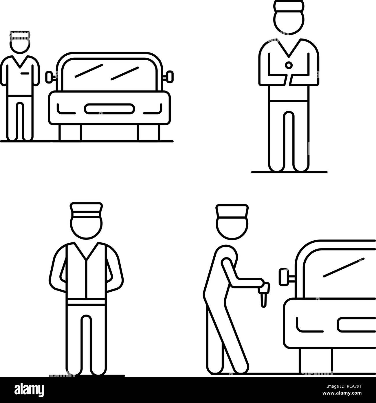 Servizio set di icone di stile di contorno Illustrazione Vettoriale