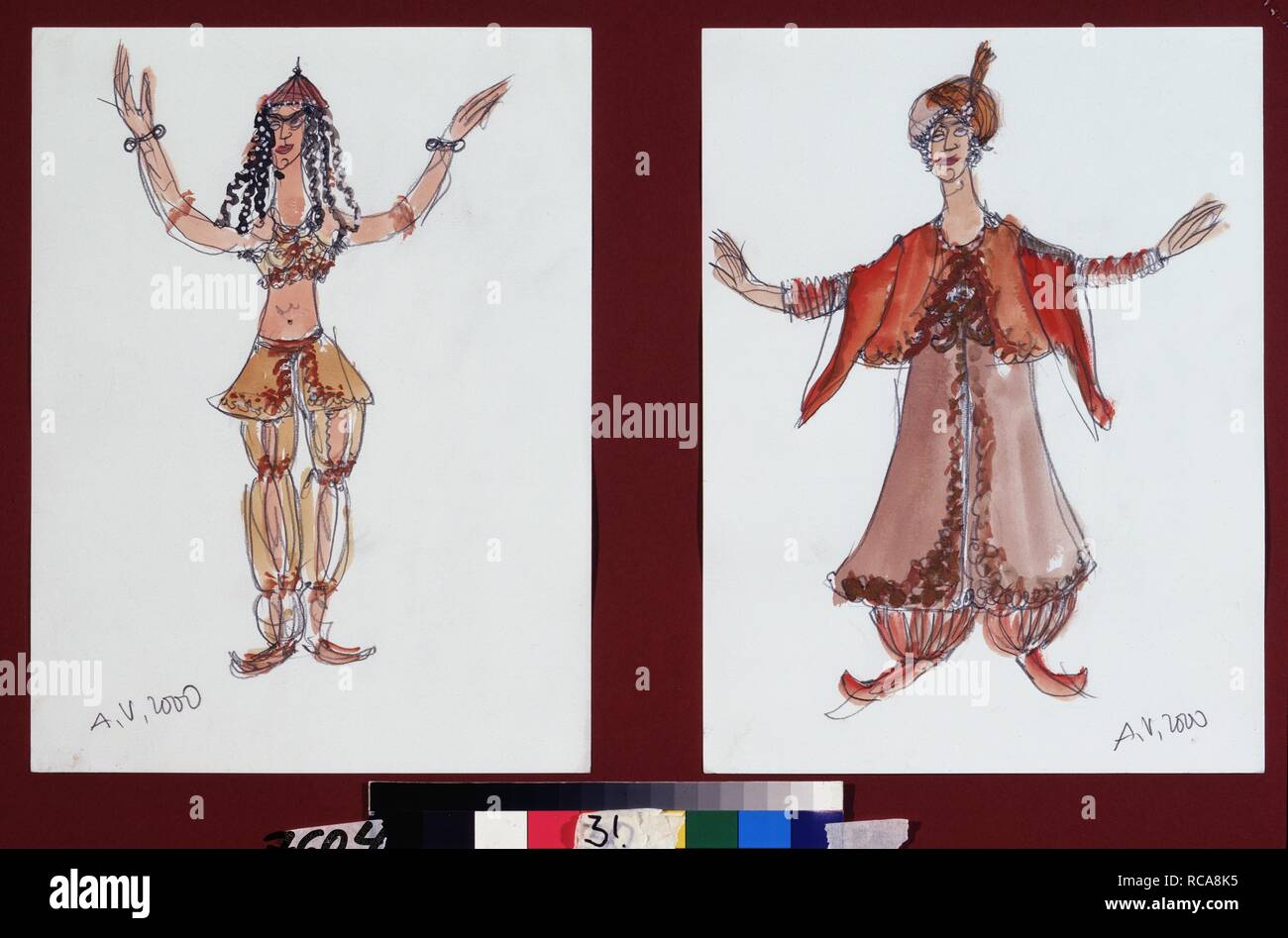 Disegno di costumi per il balletto La Fontana di Bahçesaray da B. Asafiev. Museo: A. Pushkin Memorial Museum di San Pietroburgo. Autore: Vasilyev, Alexander Alexandrovich. Foto Stock