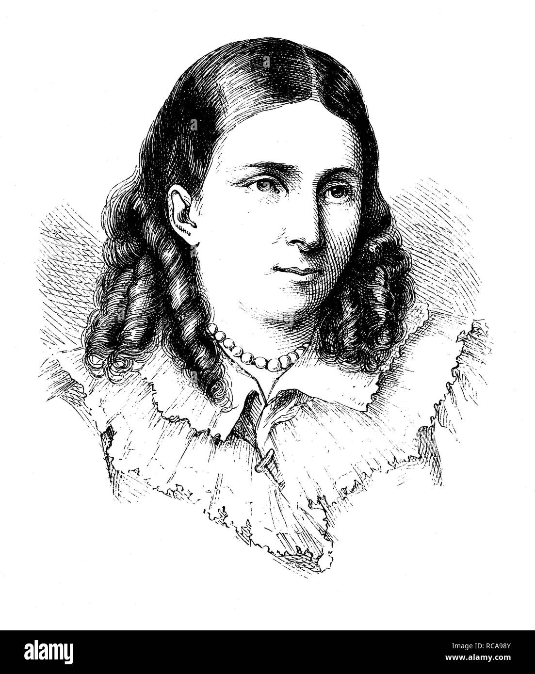 Bettina von Arnim, nata Elisabeth Catharina Ludovica Magdalena Brentano, anche Bettine, 1785-1859, uno scrittore tedesco e Foto Stock