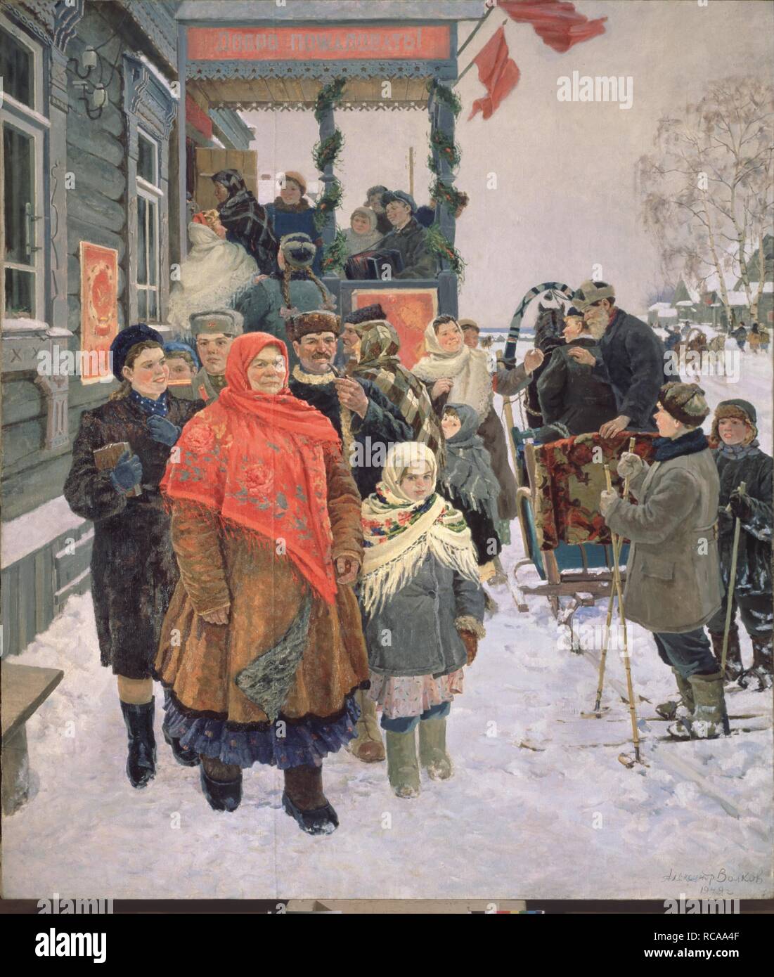 La elezione alla Suprema sovietica sovietica dell'URSS. Museo: State Russian Museum di San Pietroburgo. Autore: Volkov, Alexander Vasilyevich. Foto Stock