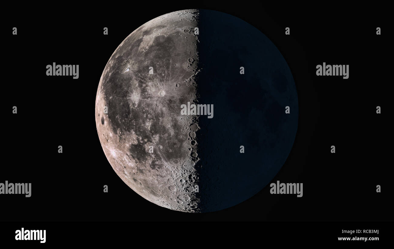 La bellezza del cosmo: Meravigliosa super dettagliato terzo quarto di luna  - Elementi di questa immagine fornita da NASA Scientific Visualization  Studio Foto stock - Alamy