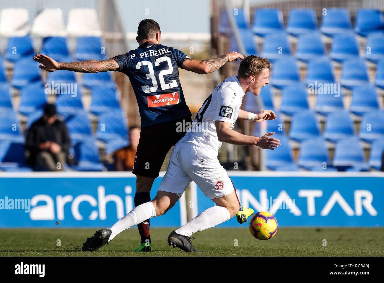 San Pedro del Pinatar, Spagna. Xiv gen, 2019. Cordiale incontro di calcio tra Genova CFC vs Würzburger kicker a Pinatar Arena Football Center. Credito: ABEL F. ROS/Alamy Live News Foto Stock