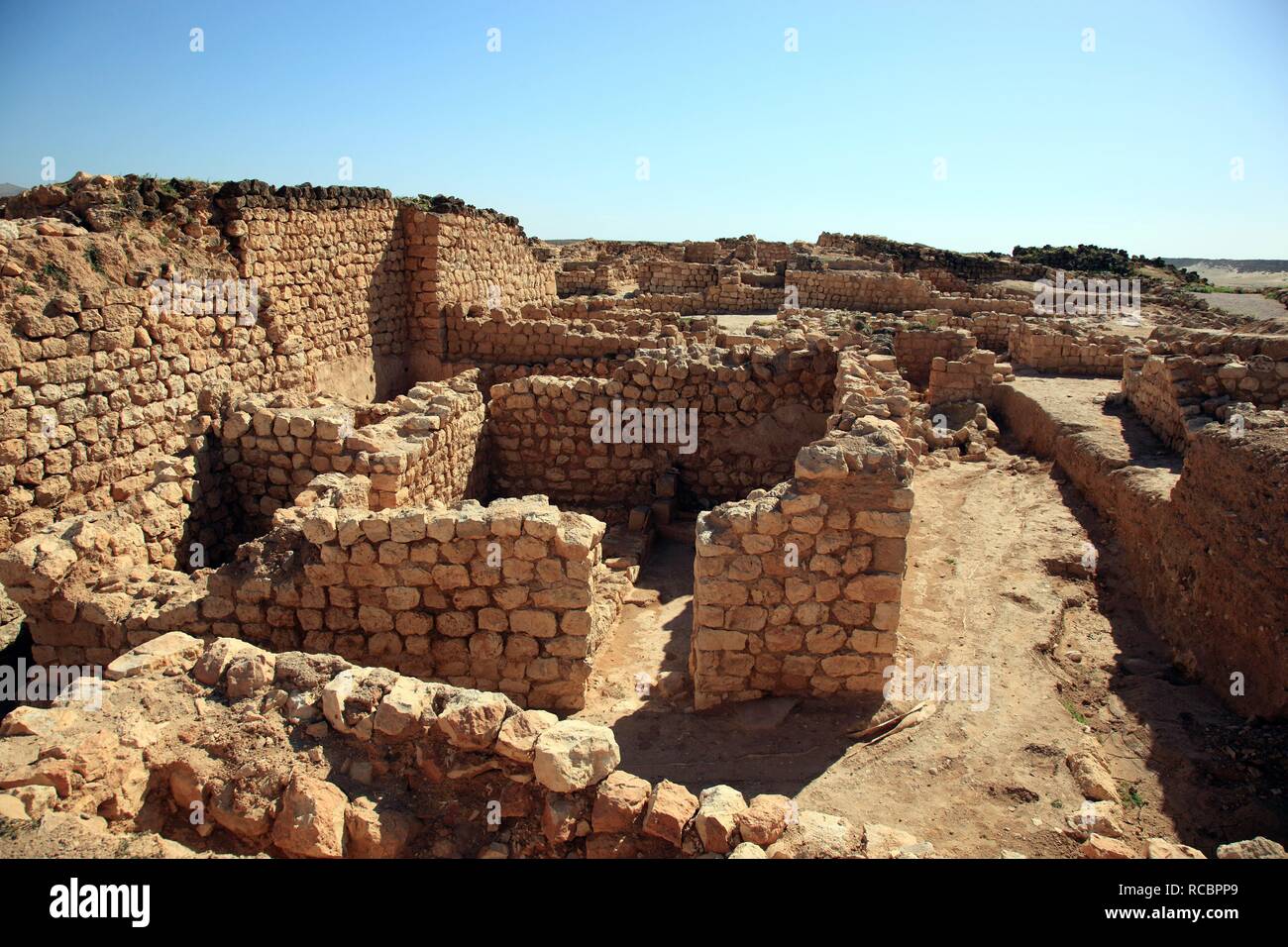 Samhuram, Khor Rouri, sito di scavo lungo l antica via di incenso, Sito Patrimonio Mondiale dell'UNESCO, vicino a Salalah, Oman Foto Stock