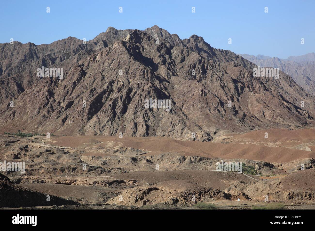 Paesaggio di Jebel Shams, una catena montuosa nel centro di Oman, Oman, Penisola Arabica, Medio Oriente e Asia Foto Stock