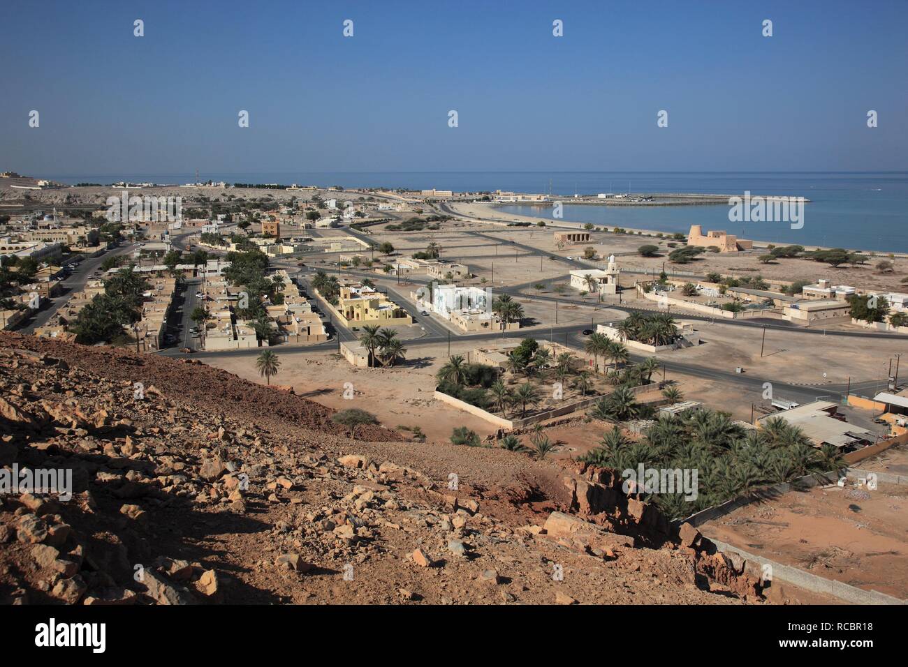 Baia di Bukha, Omani enclave di Musandam, Oman, Penisola Arabica, Medio Oriente e Asia Foto Stock