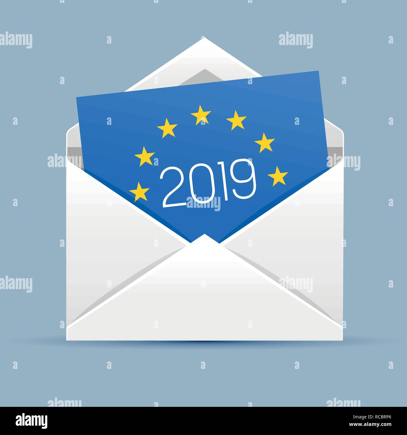 Il voto icona a forma di busta per le elezioni europee 2019 Illustrazione Vettoriale