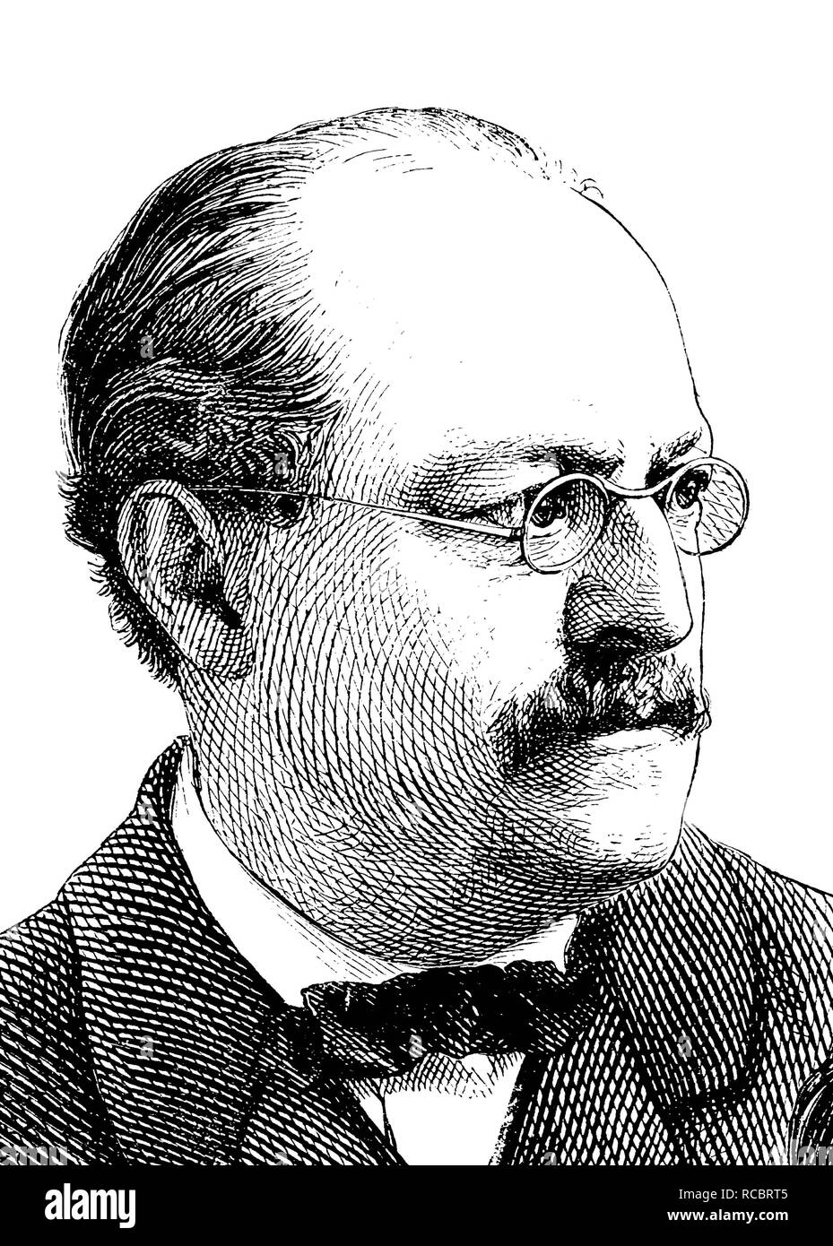 Ernst Wilhelm Dohm, nato Elias Levy, 1819 - 1883, un editore tedesco, scrittore e traduttore, storica incisione, 1883 Foto Stock