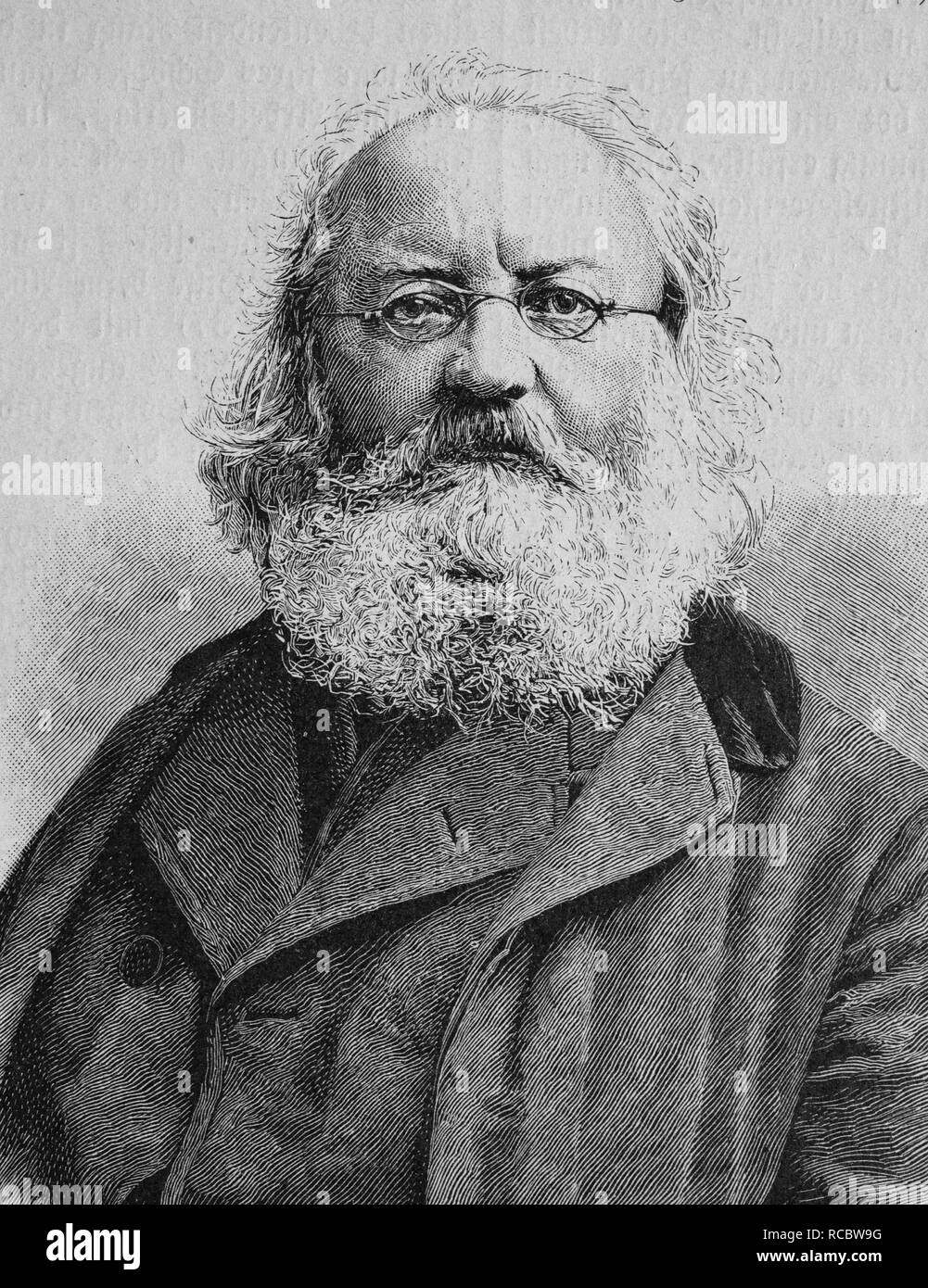Friedrich Hofmann, 1813 - 1888, un scrittore tedesco, storica incisione, circa 1885 Foto Stock