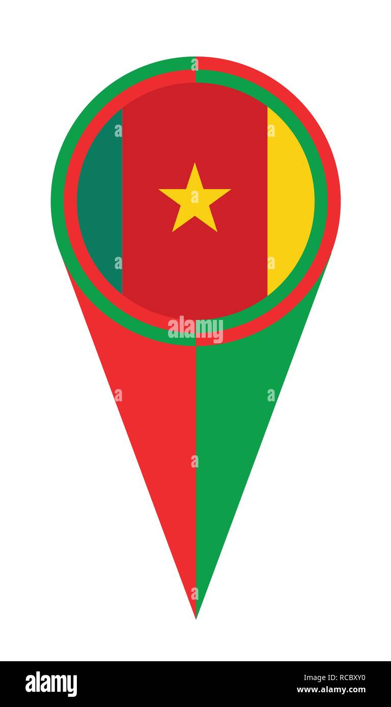 Camerun puntatore mappa contatto posizione dell'icona marcatore flag Illustrazione Vettoriale