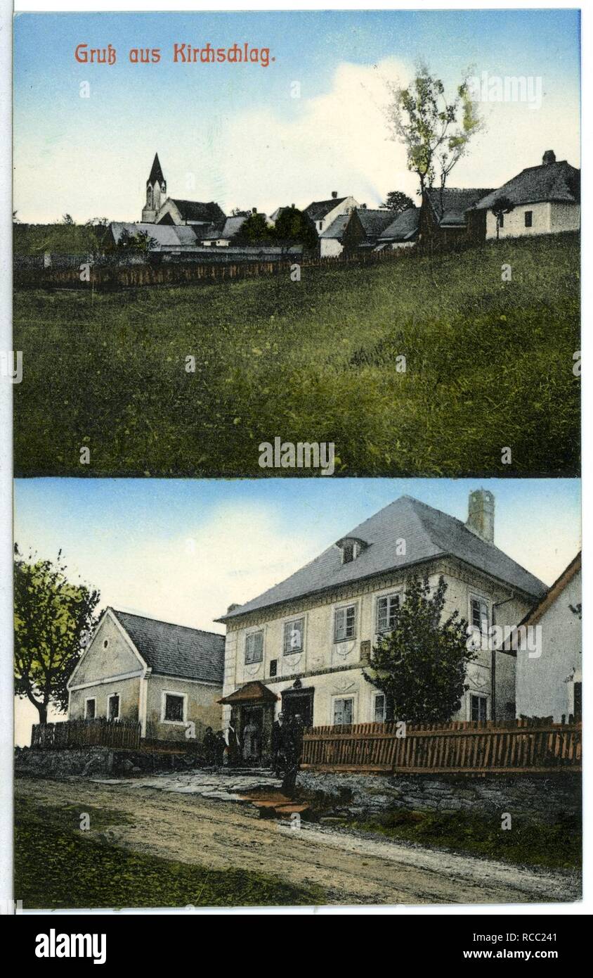 12081-Kirchschlag-1910-Blick auf Kirchschlag- Foto Stock