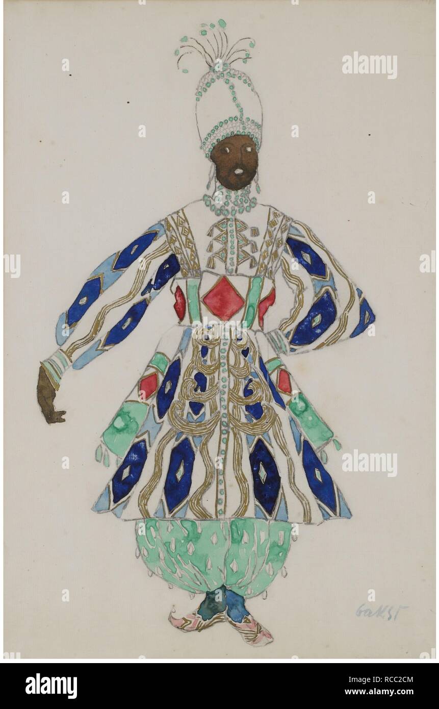 Costume Design per la revue " Aladin, o la lampada meravigliosa". Museo: Collezione privata. Autore: Bakst, Leon. Foto Stock