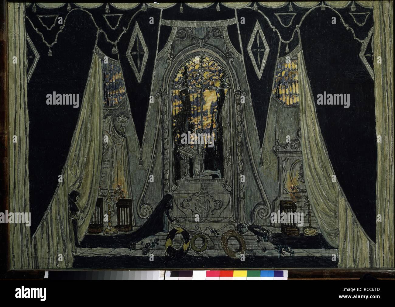 Fase di progettazione per l'opera La Stone Guest da A. Dargomyzhsky. Museo: State Russian Museum di San Pietroburgo. Autore: Golovin, Alexander Yakovlevich. Foto Stock