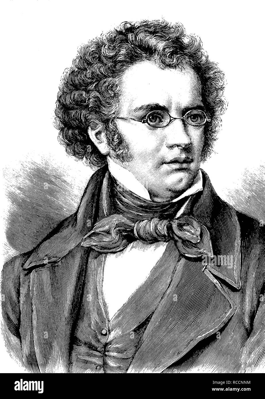 Franz Peter Schubert, 1797 - 1828, un compositore austriaco, la storica incisione su legno, circa 1897 Foto Stock