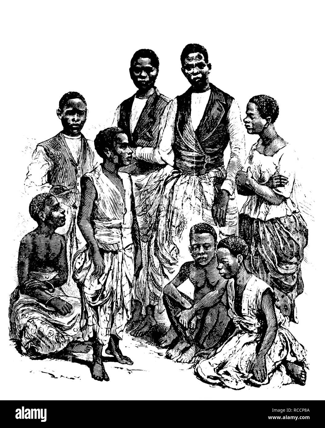 Abitanti del Congo, storico xilografia, circa 1888 Foto Stock