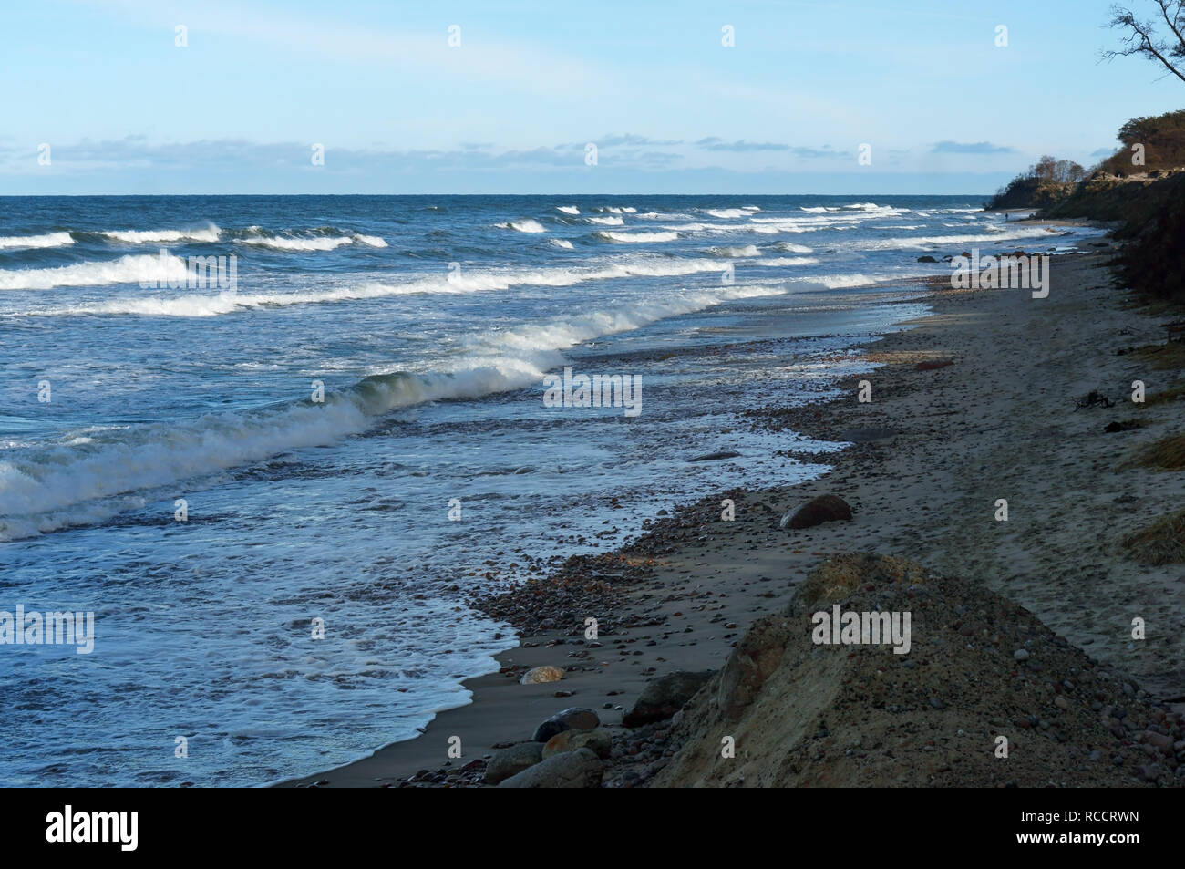 Alta seashore, ripida costa del Mar Baltico Foto Stock