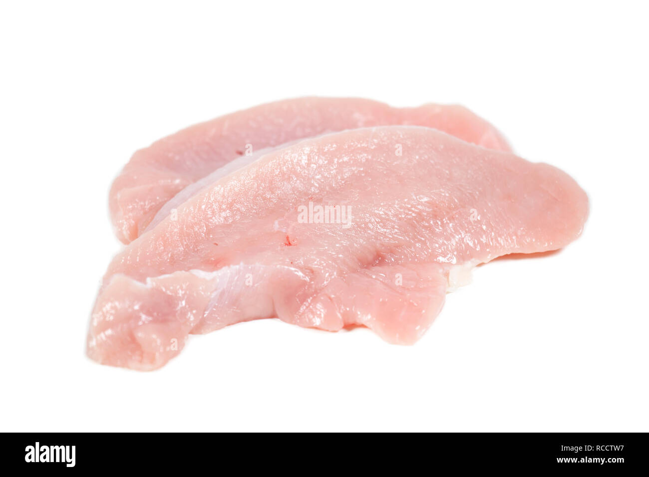 Materie turchia filetti isolato su sfondo bianco Foto Stock