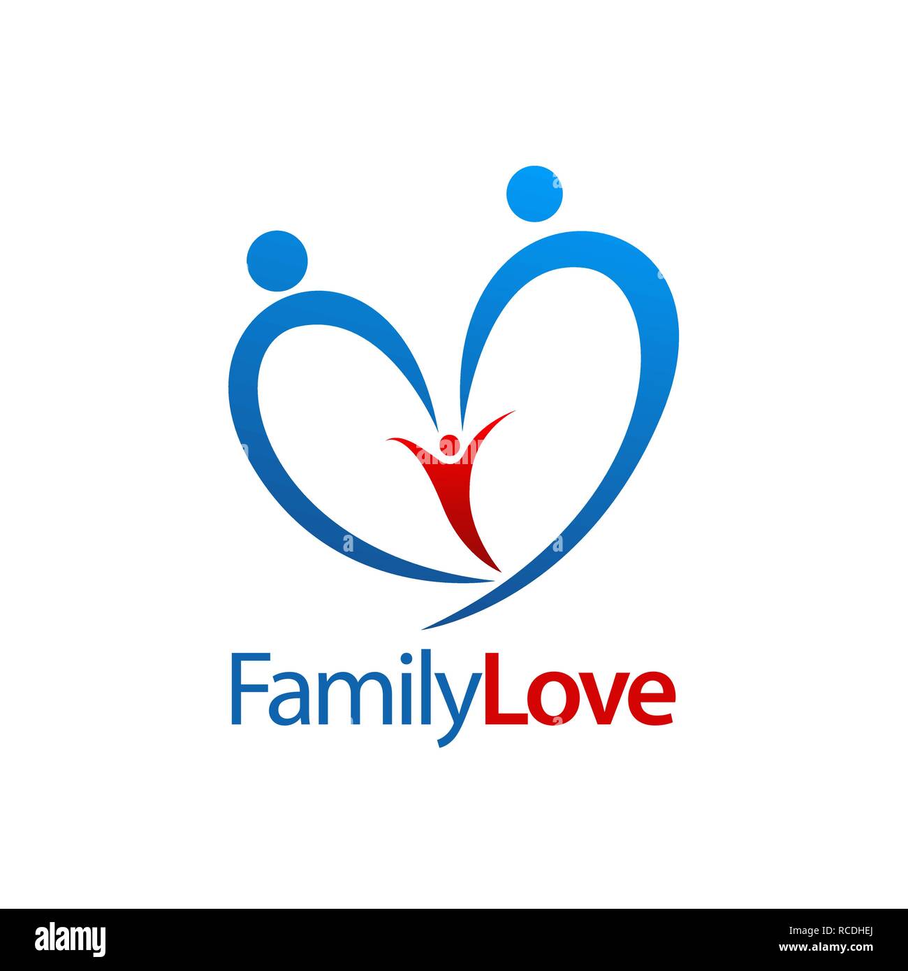 Tre famiglia umana love logo concept design. Simbolo grafico elemento di modello di vettore Illustrazione Vettoriale