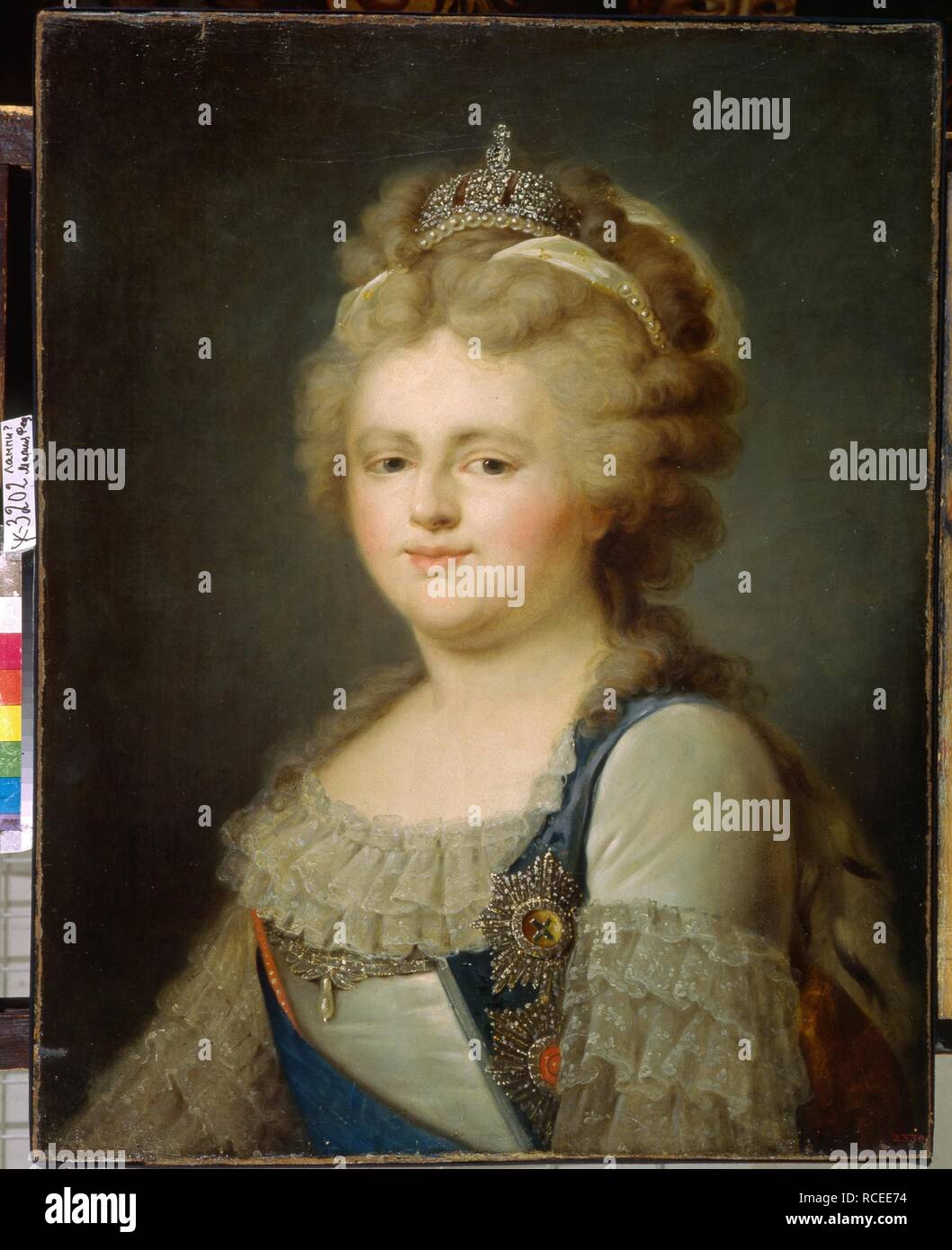 Ritratto di Imperatrice Maria Feodorovna (Sophie Dorotea di Württemberg) (1759-1828). Museo: State Russian Museum di San Pietroburgo. Autore: Pustynin, Ivan Afanassevic. Foto Stock