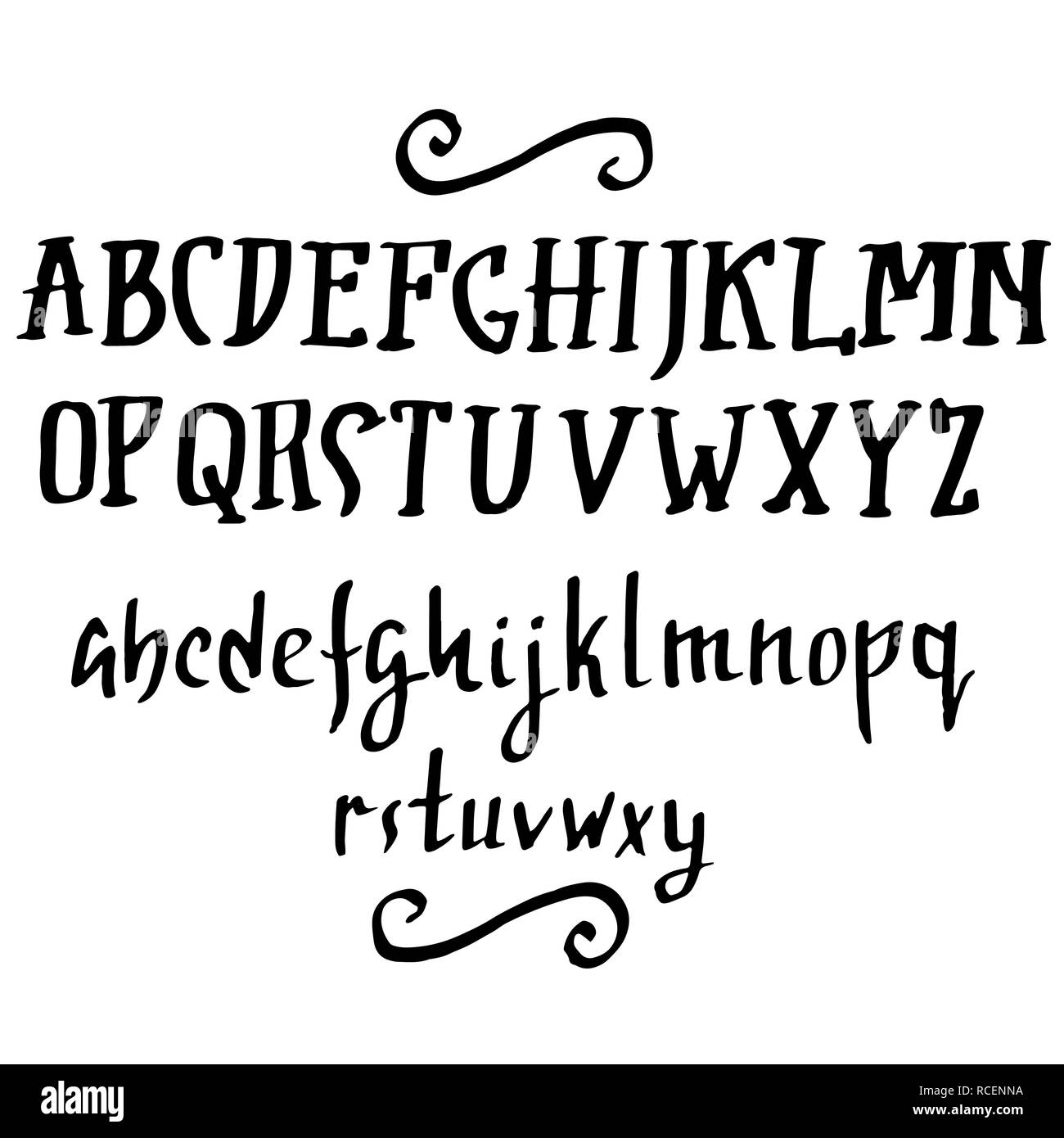 Doodle semplice grunge font. Disegnata a mano letterss. Tipografia illustrazione vettoriale. Illustrazione Vettoriale