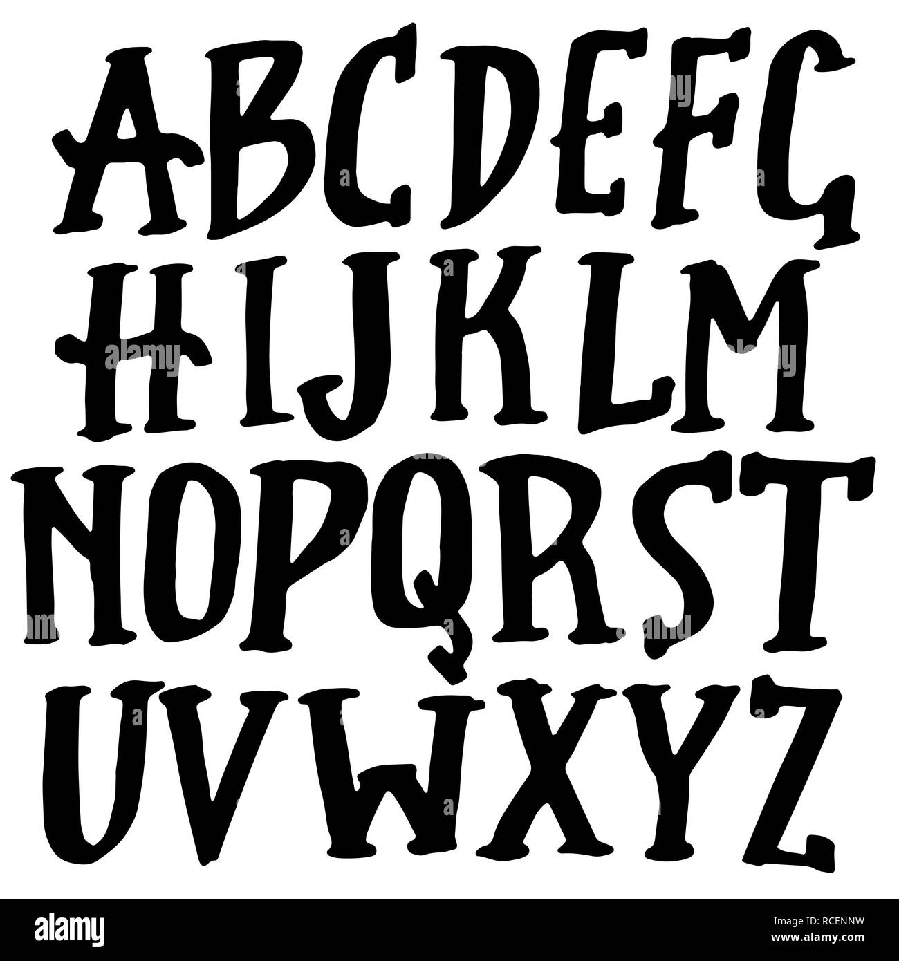 Doodle semplice grunge font. Disegnata a mano letterss. Tipografia illustrazione vettoriale. Illustrazione Vettoriale