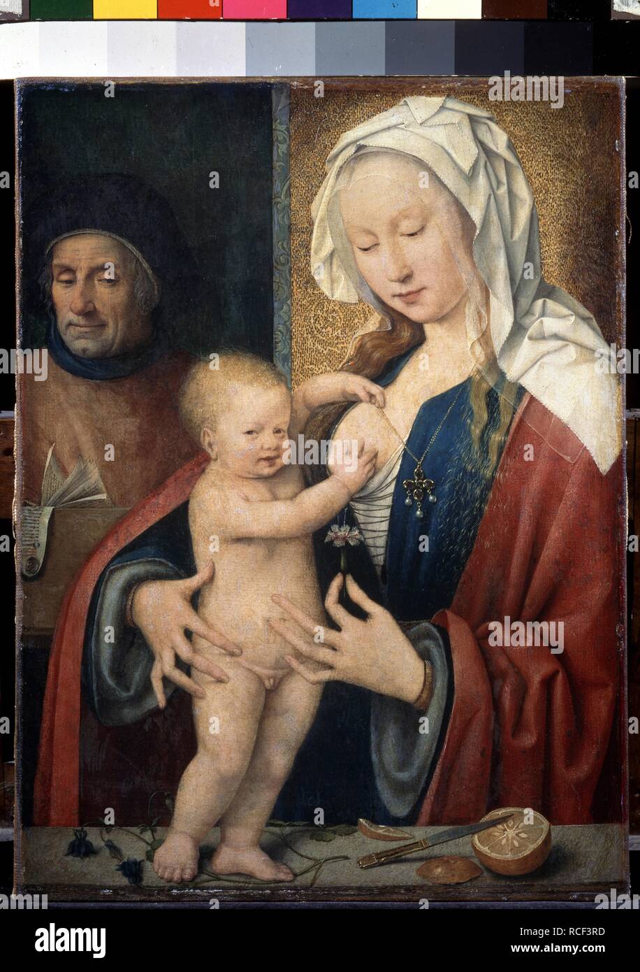 La Santa Famiglia. Museo: Membro Hermitage di San Pietroburgo. Autore: CLEVE, JOOS VAN. Foto Stock