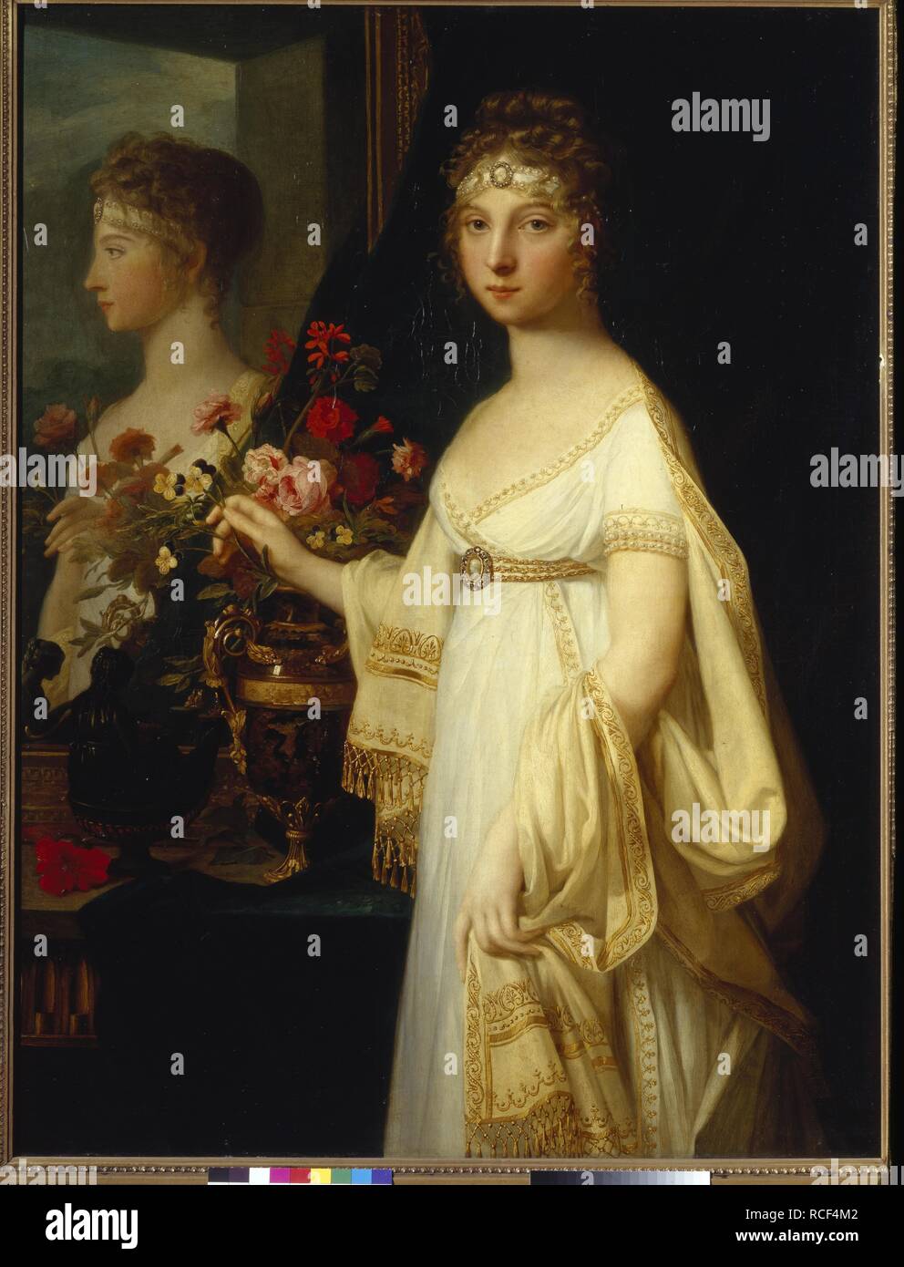 Ritratto di imperatrice Elisabetta Alexeievna, Principessa Luisa di Baden (1779-1826). Museo: Membro Galleria Tretyakov di Mosca. Autore: MOSNIER, JEAN LAURENT. Foto Stock