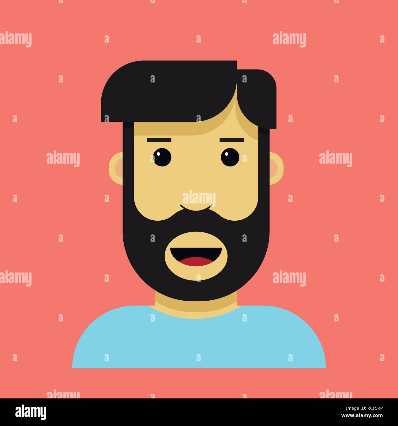 Vettore Hipster personaggio dei fumetti con la barba e raffreddare l'acconciatura. Illustrazione Vettoriale