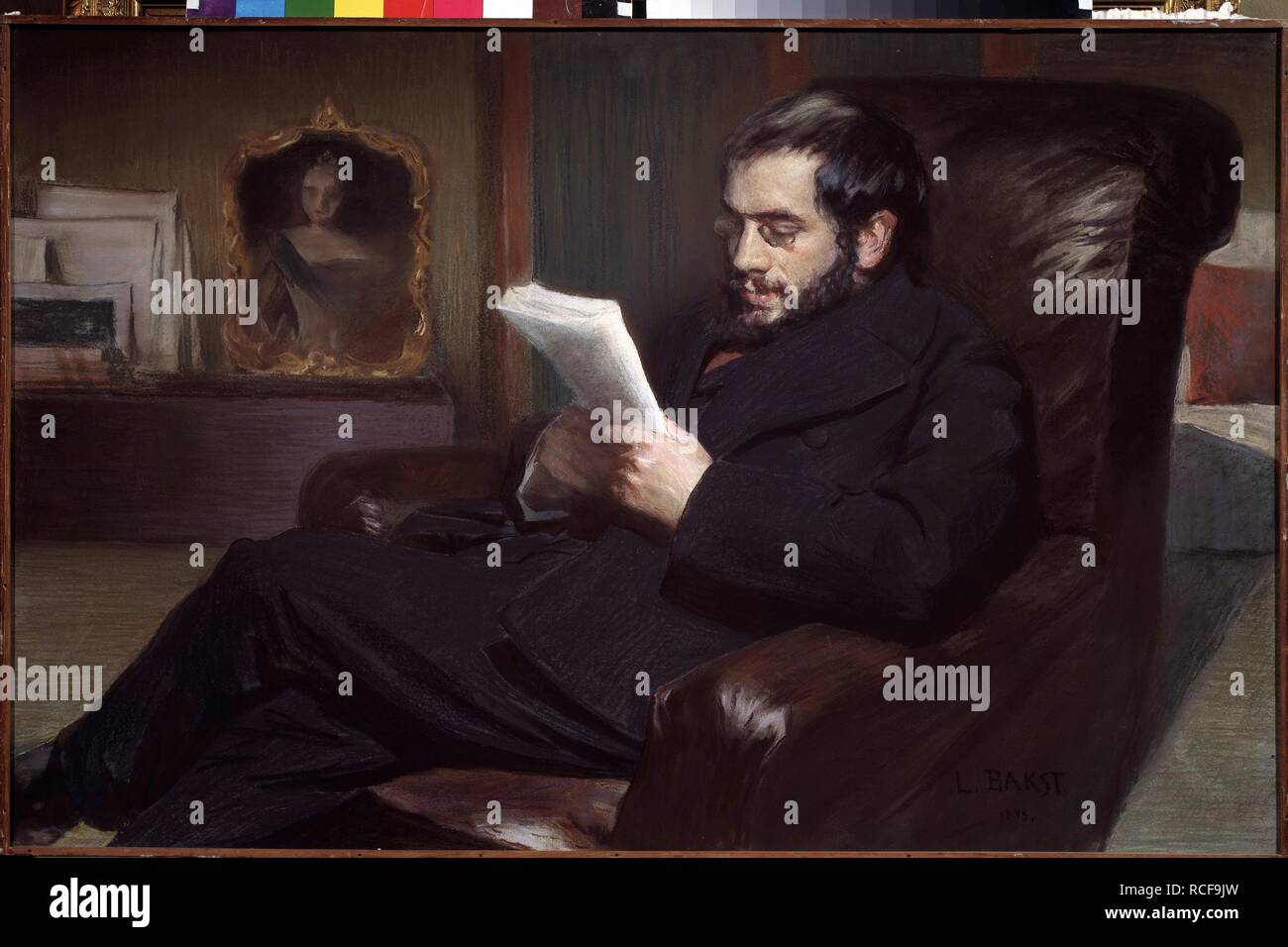 Ritratto dell'artista Alexander Benois (1870-1960). Museo: State Russian Museum di San Pietroburgo. Autore: Bakst, Leon. Foto Stock