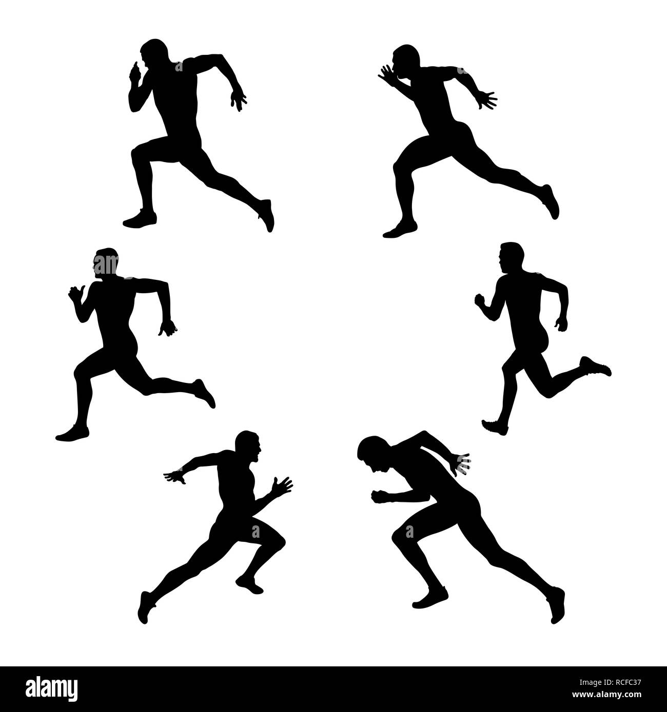 Gruppo set di atletica sportiva uomo runner sprinter Foto Stock