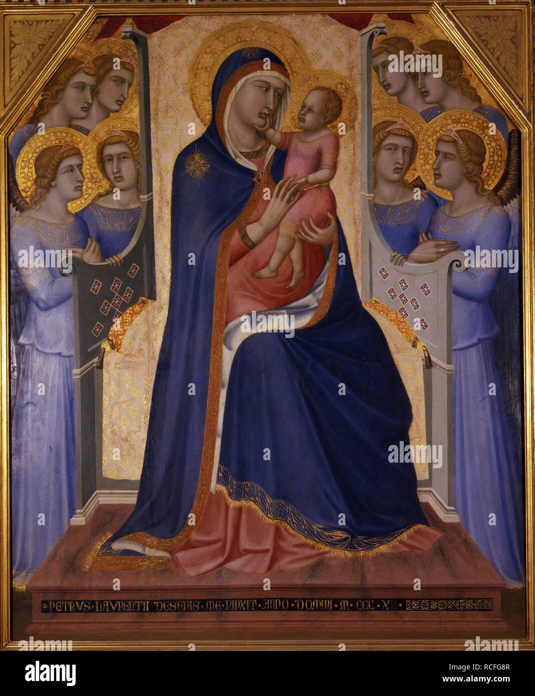 Madonna in trono col Bambino e angeli. Museo: Galleria degli Uffizi di Firenze. Autore: LORENZETTI, Pietro. Foto Stock