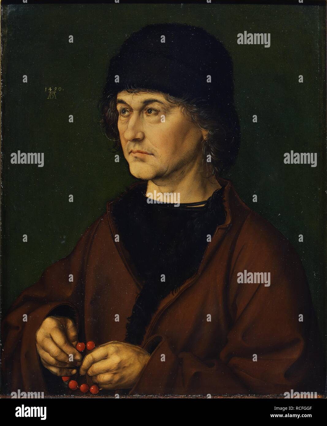 Ritratto dell'artista il padre. Museo: Galleria degli Uffizi di Firenze. Autore: Dürer, Albrecht. Foto Stock