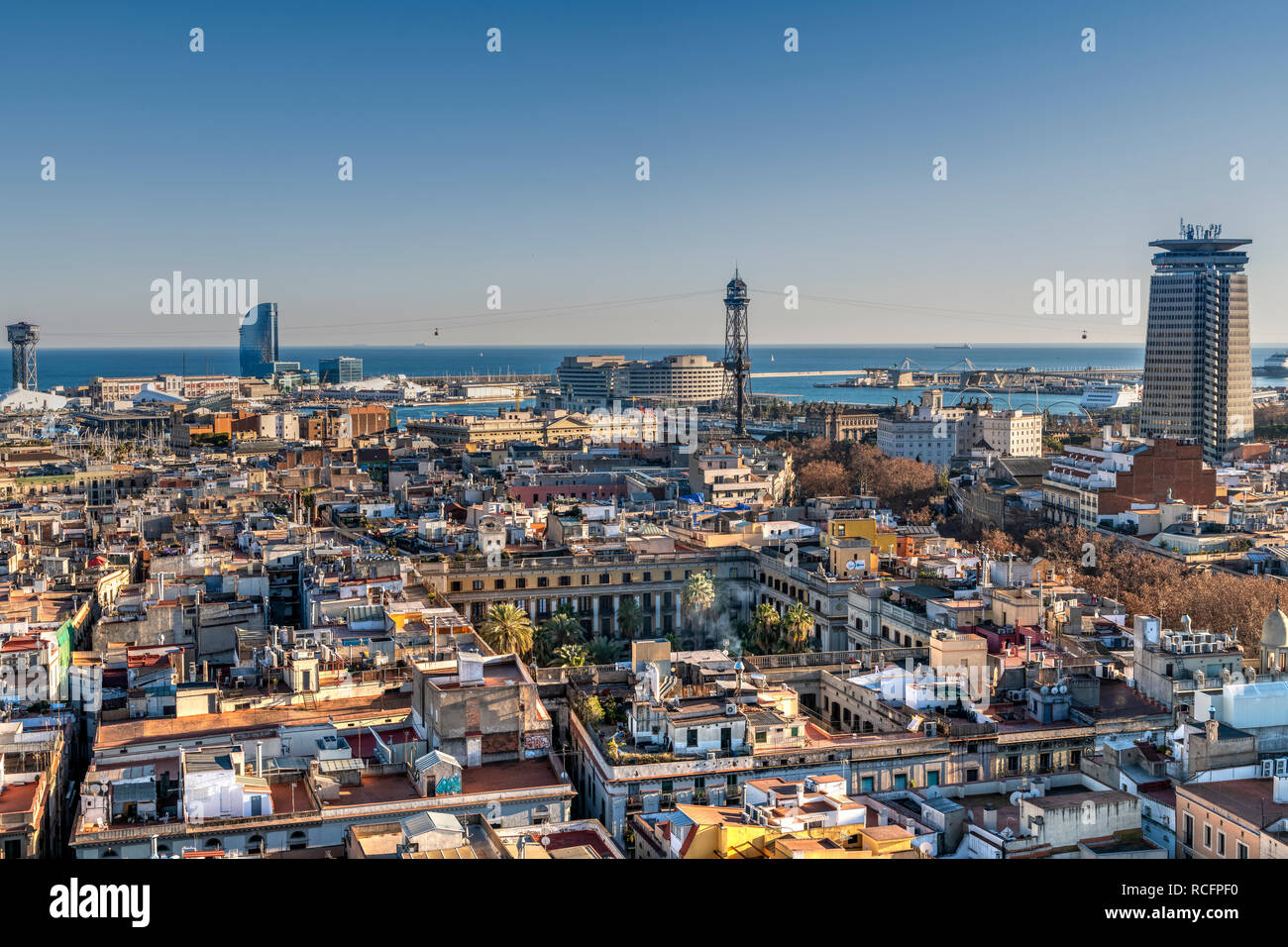 Il quartiere Gotico skyline, Barcellona, in Catalogna, Spagna Foto Stock