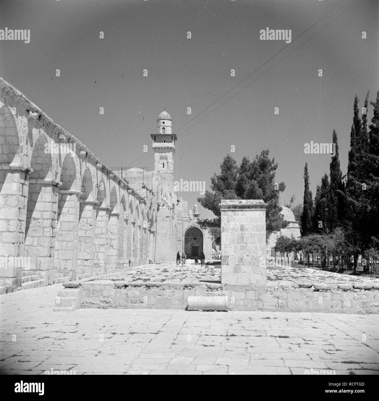Al Haram esh-Sharif - Tempelberg. Minareto en zuilengalerij, Bestanddeelnr 255-5414. Foto Stock