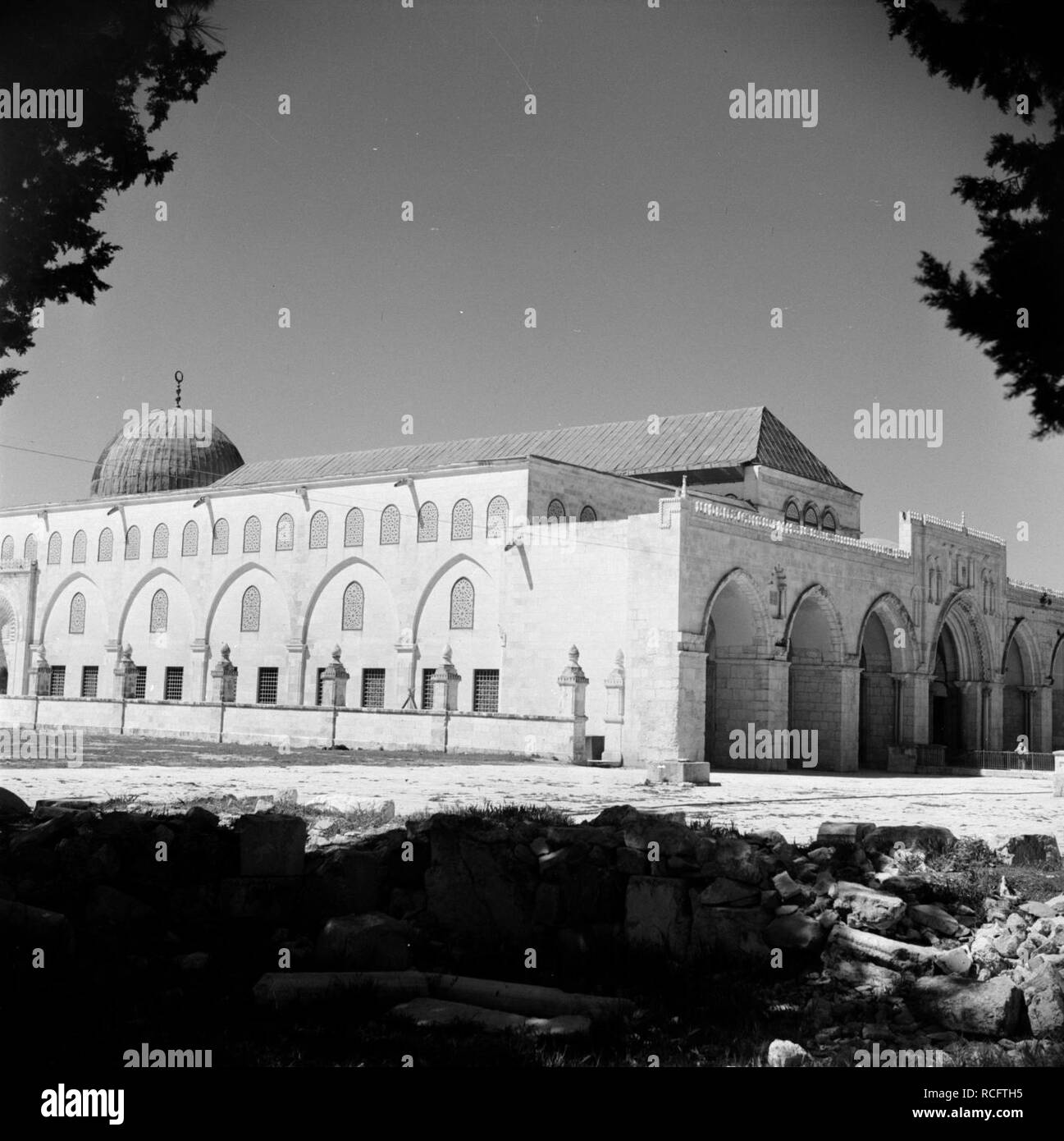 Al Haram esh-Sharif - Tempelberg. Voorplein en Al Aqsamoskee incontrato ingangspartij, Bestanddeelnr 255-5429. Foto Stock