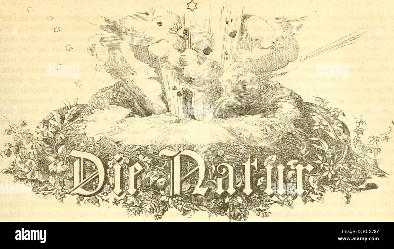 . Die Natur. Storia naturale. ^eitunfl 3iir ierbreitunfl naturuJtlTenf(^aftlid)er fienntntà unii laturonfdionnuji für fefer oller Stanöe. V i-1 ,1 u J . c vT 01' 1- 11 y 0 n Dr. ®tt(j Ulc iinb Dr. tarl JtttlUr m mt. ^ 28Â" [®eutfd); Iqnbg. 3n J?canffuct, 'â JWainj, Stoccarda, Ãubrciqgbucg, SBieÃbaben fanb er ff()t ftuditbaten Soben unb njurbe et jUm Sthcil ju ''B5ieberl)olungen Decanlaft. ^ü^l nat)m uomo lf)n im 9?orben, in 2rfd)etÂ"leben, Ãalberftabt, SWa^bebucq, am füf)lffcn in feiner 3Sater(lnbt Ãeipjig auf. 9?amentlid) war eS bie ©cologie, bie er jum ©egcnflanb feiner SSotttäge . Foto Stock