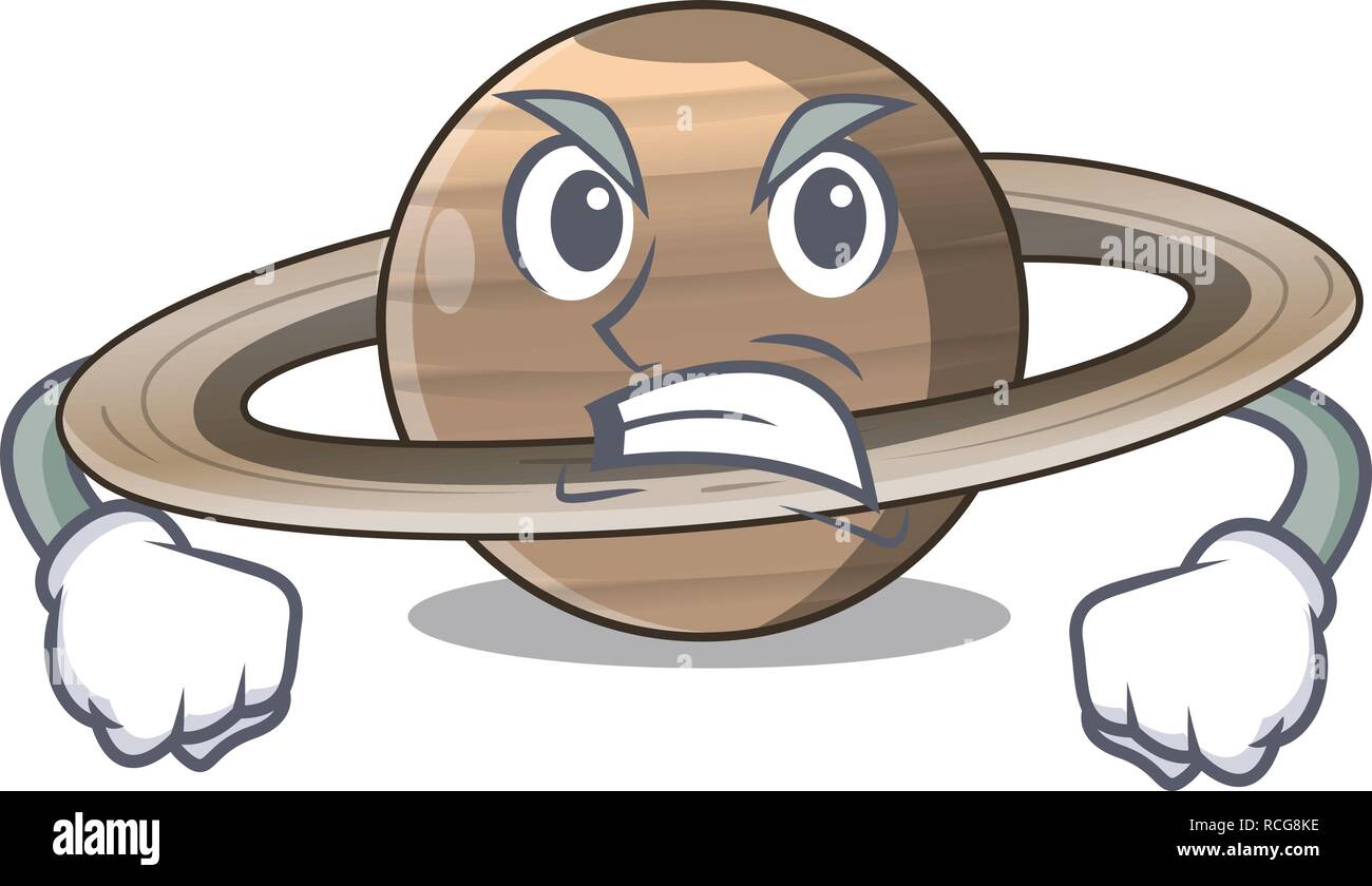 Arrabbiato pianeta Saturno in forma di cartoni animati Illustrazione Vettoriale