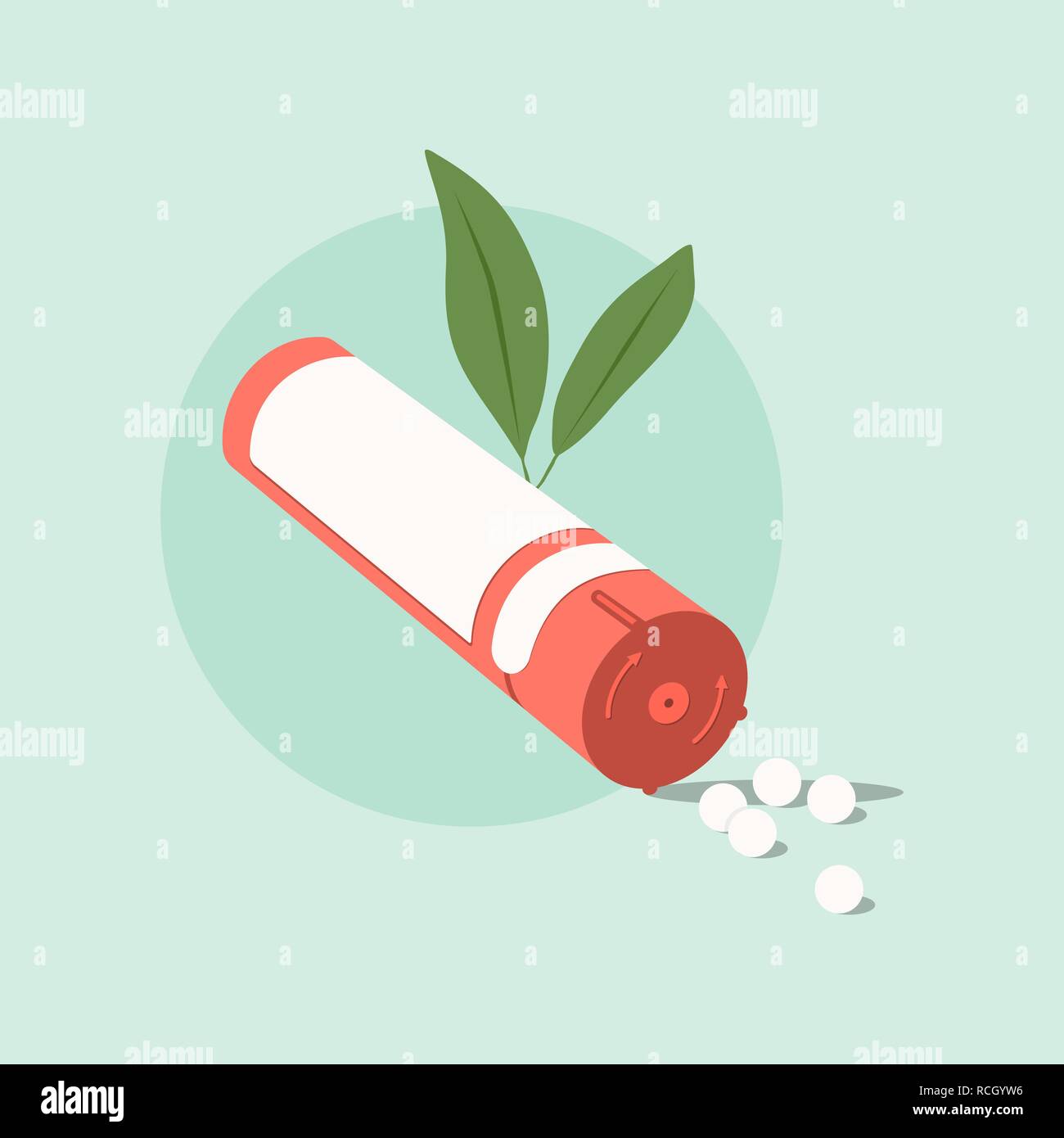 La medicina omeopatica su uno sfondo verde. Le pillole omeopatiche.medicina alternativa. Illustrazione Vettoriale Illustrazione Vettoriale